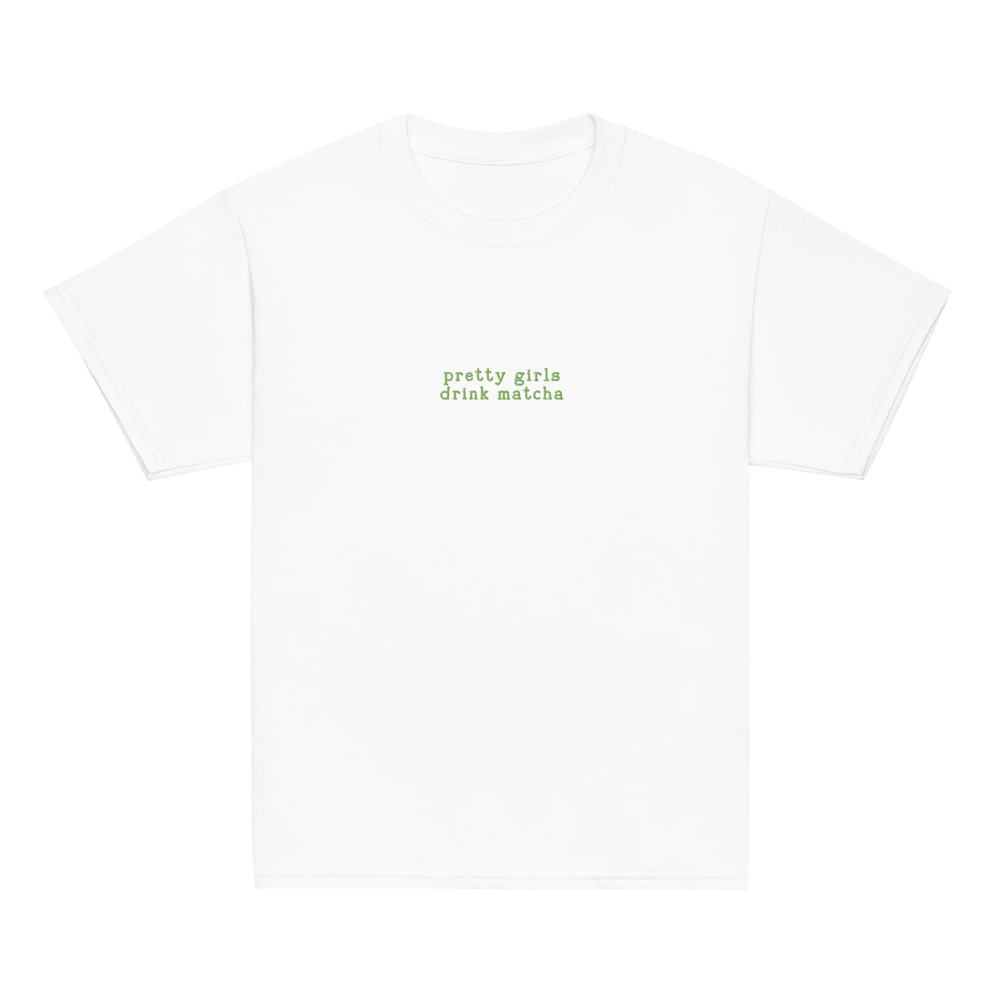 Pretty Girls Drink Matcha Embroidered Baby Tee - Image 3