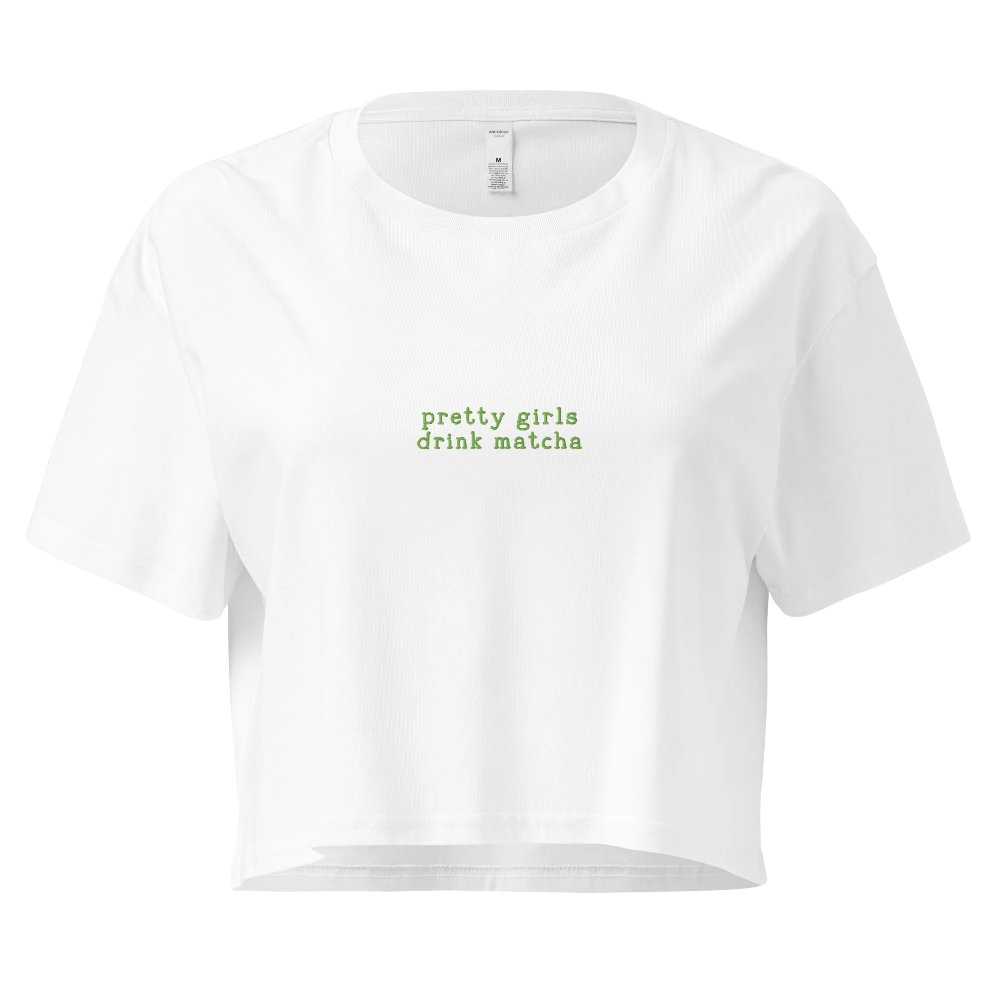 Pretty Girls Drink Matcha Embroidered Crop Tee