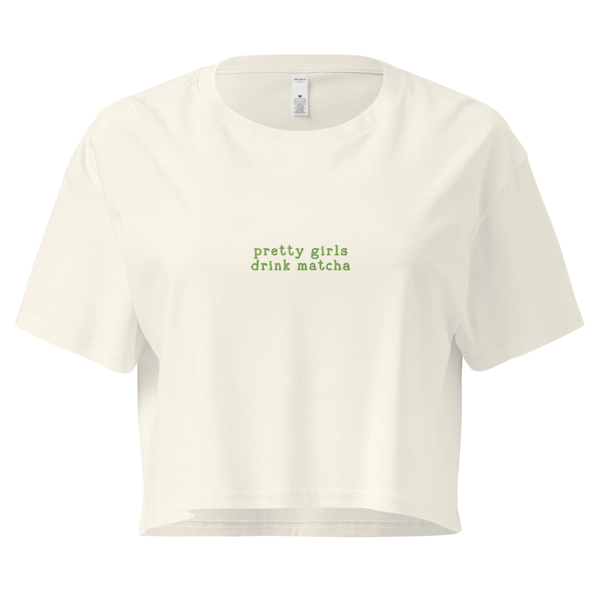Pretty Girls Drink Matcha Embroidered Crop Tee - Image 3