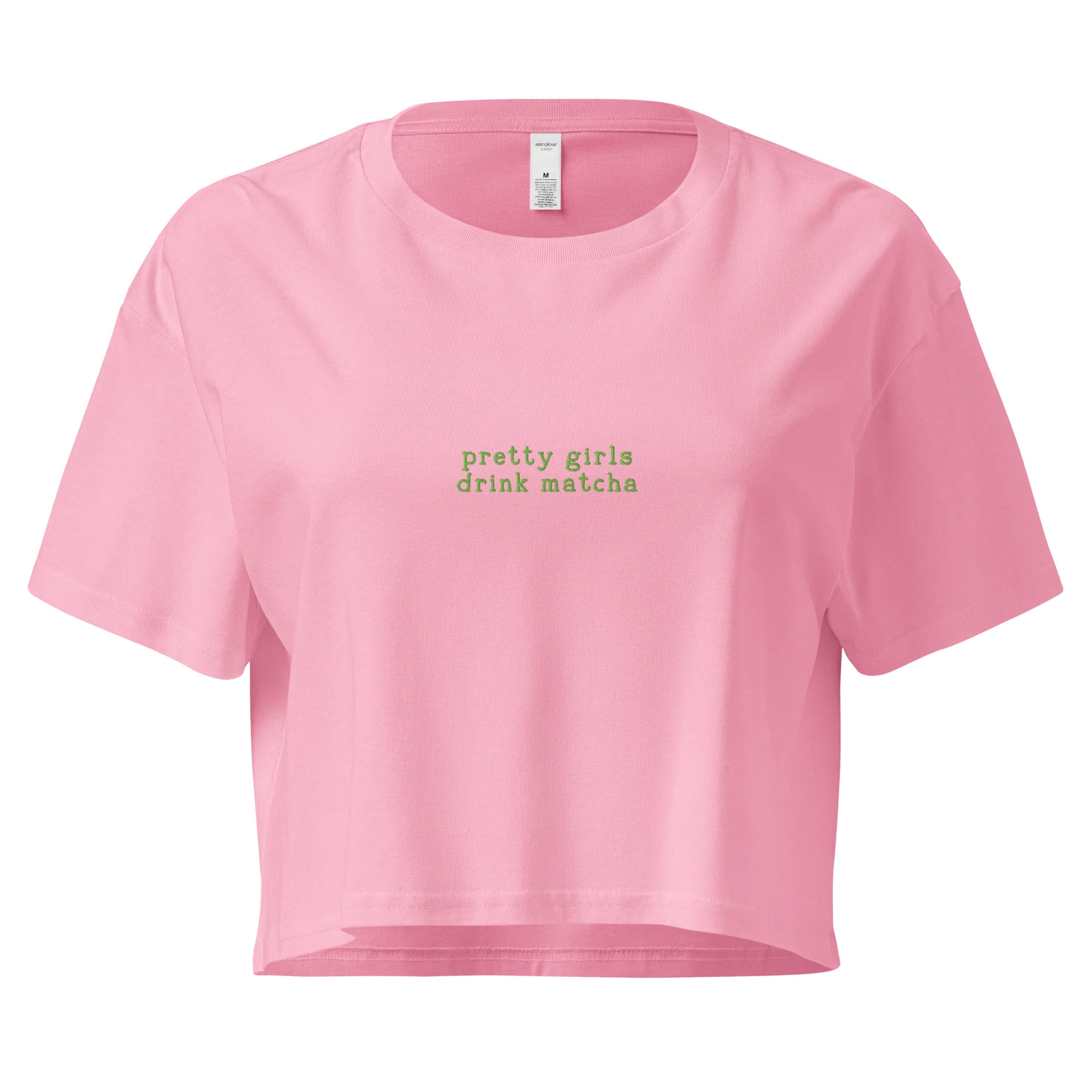 Pretty Girls Drink Matcha Embroidered Crop Tee - Image 4