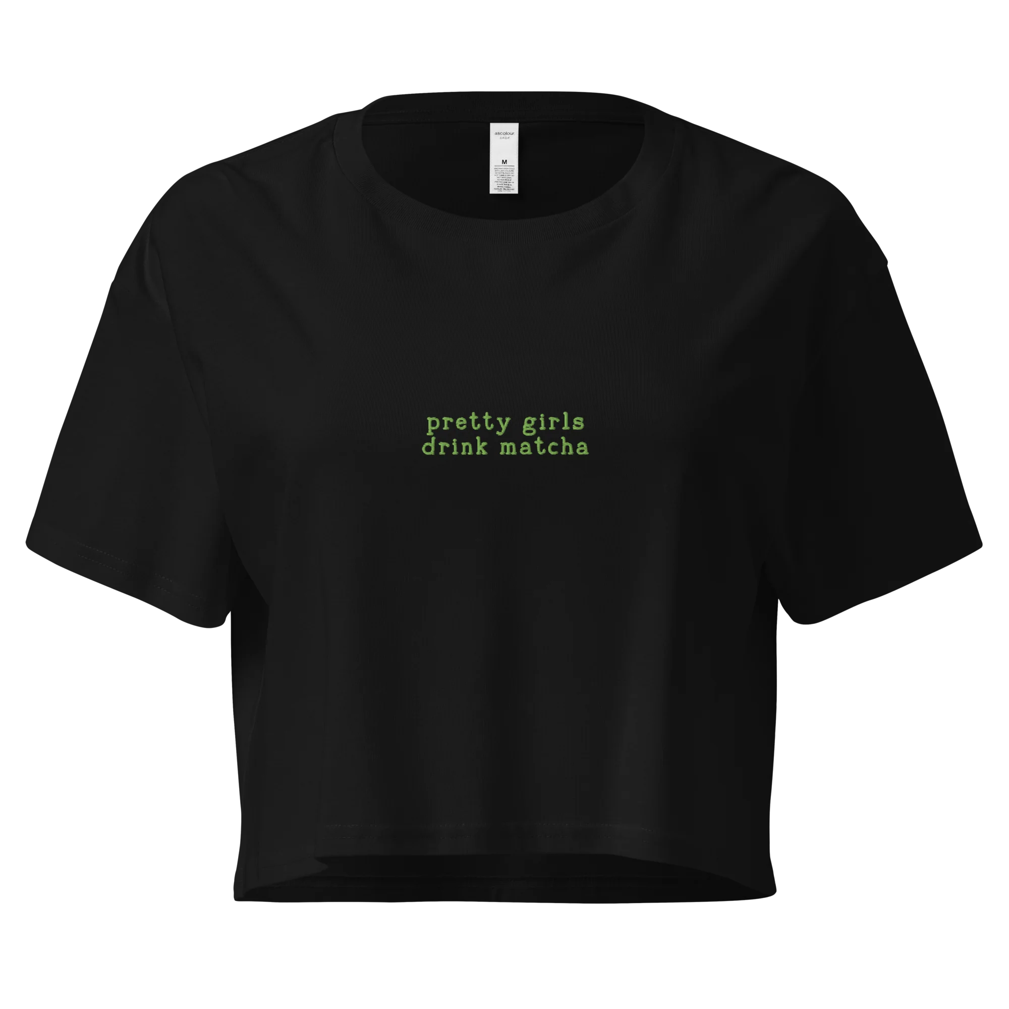 Pretty Girls Drink Matcha Embroidered Crop Tee - Image 7