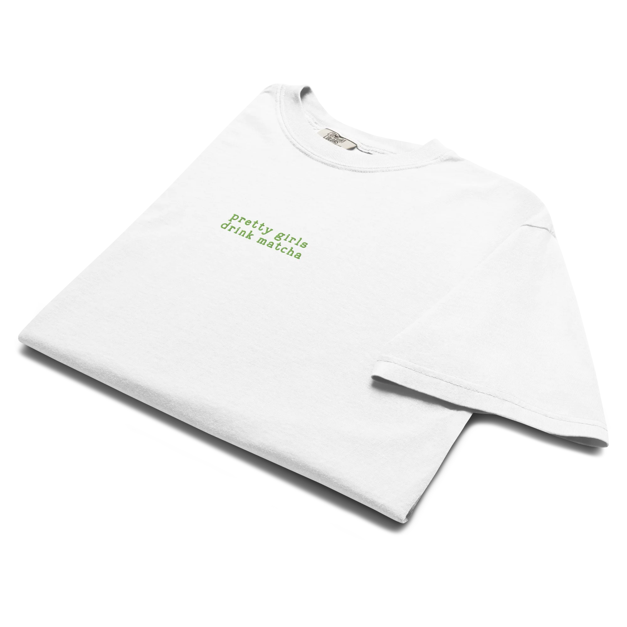 Pretty Girls Drink Matcha Embroidered Classic T-Shirt - Image 3