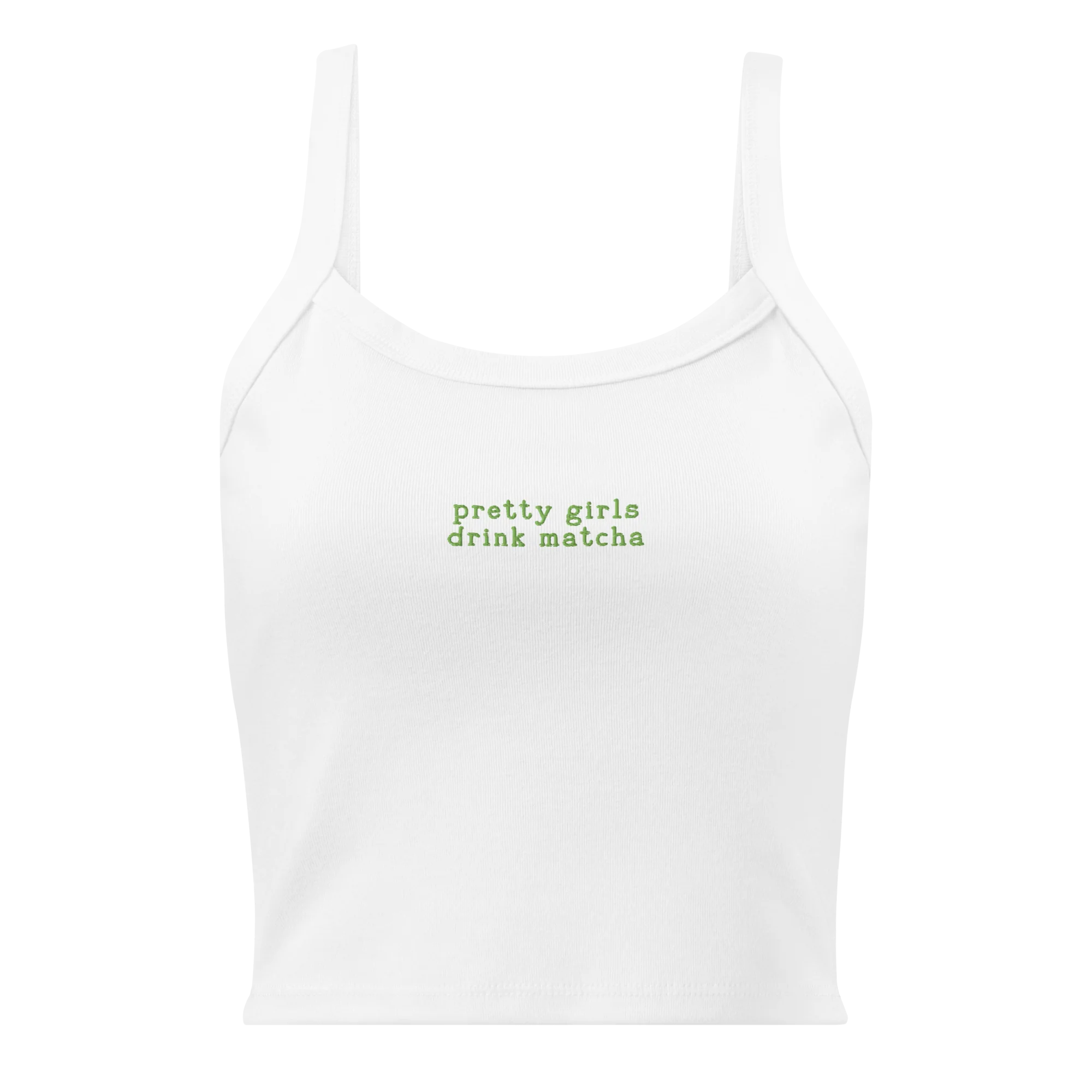 Pretty Girls Drink Matcha Rib Embroidered Tank Top - Image 3