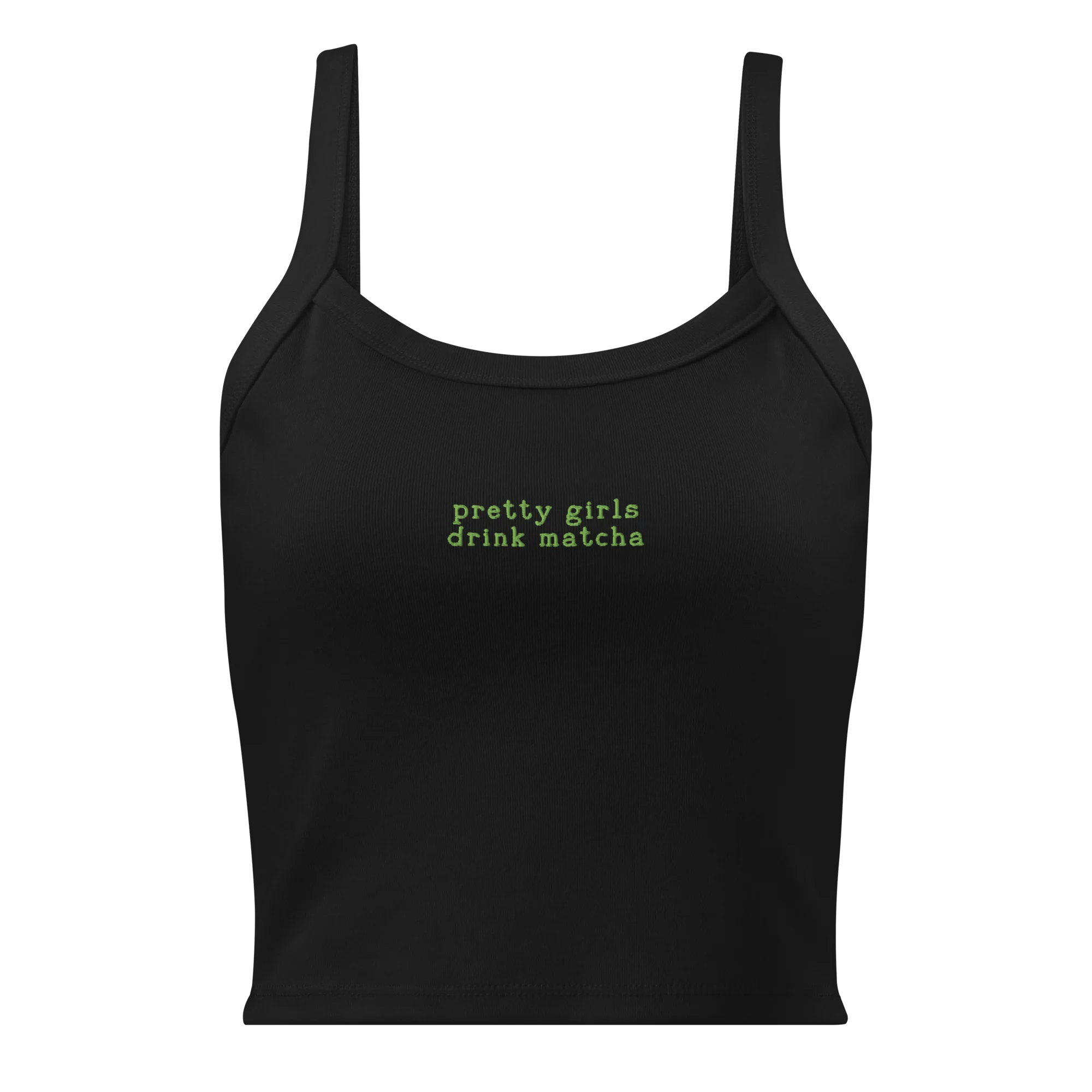 Pretty Girls Drink Matcha Rib Embroidered Tank Top - Image 4