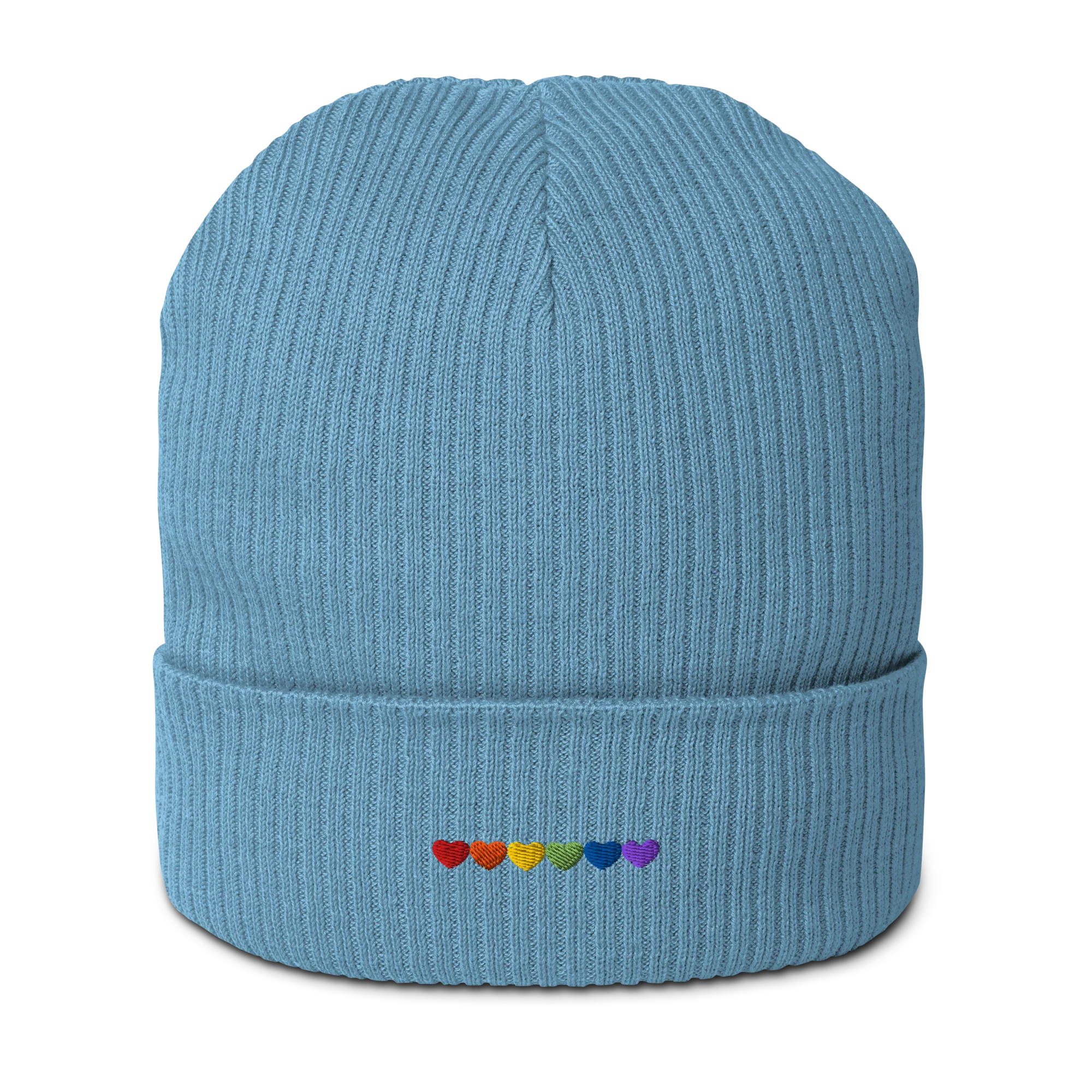 Pride Hearts Embroidered Embroidered Organic Ribbed Beanie - Image 5