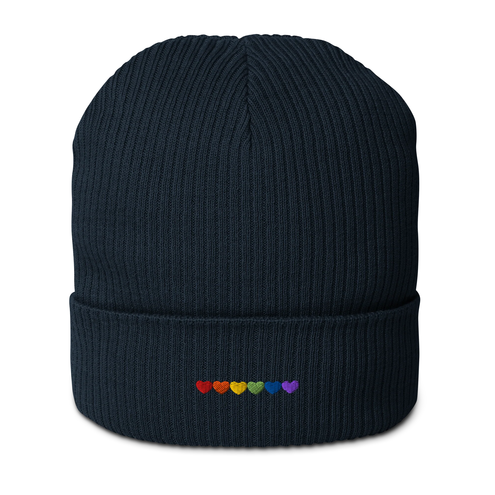 Pride Hearts Embroidered Embroidered Organic Ribbed Beanie - Image 8