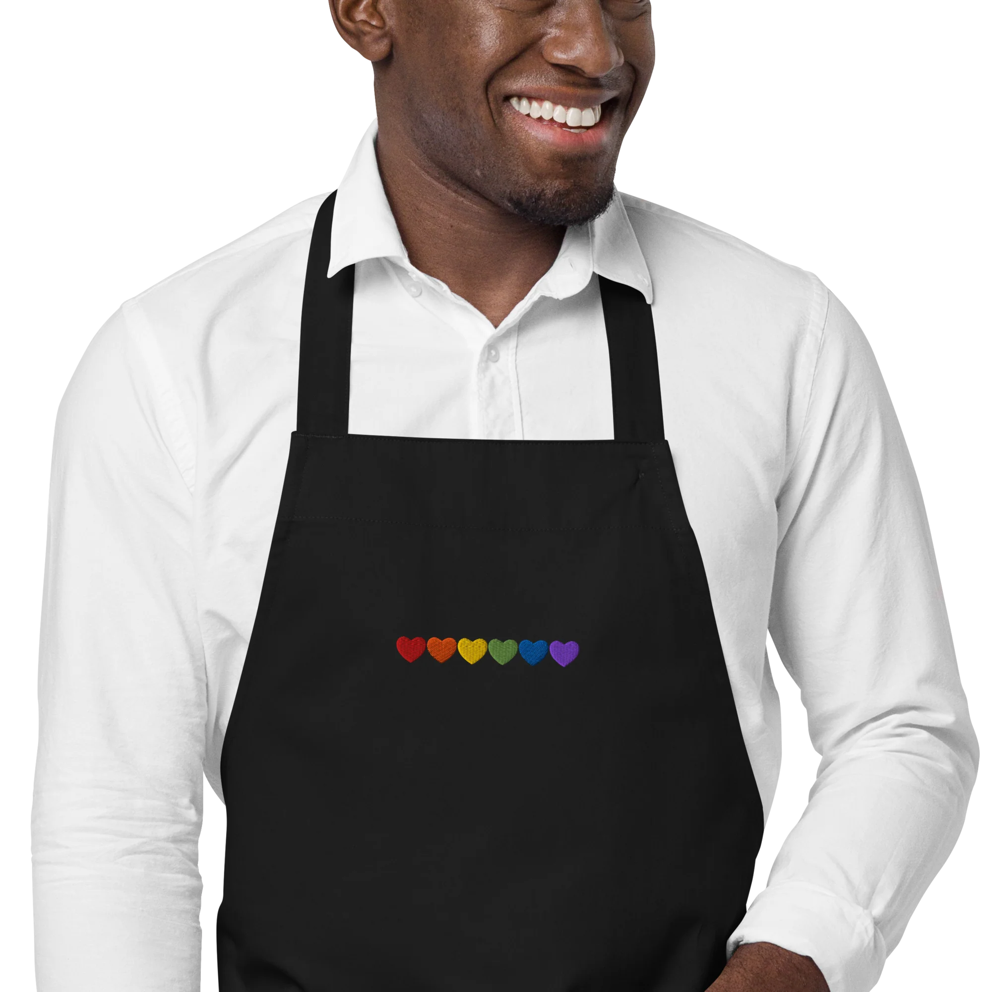 Pride Hearts Embroidered Organic Cotton Apron - Image 5