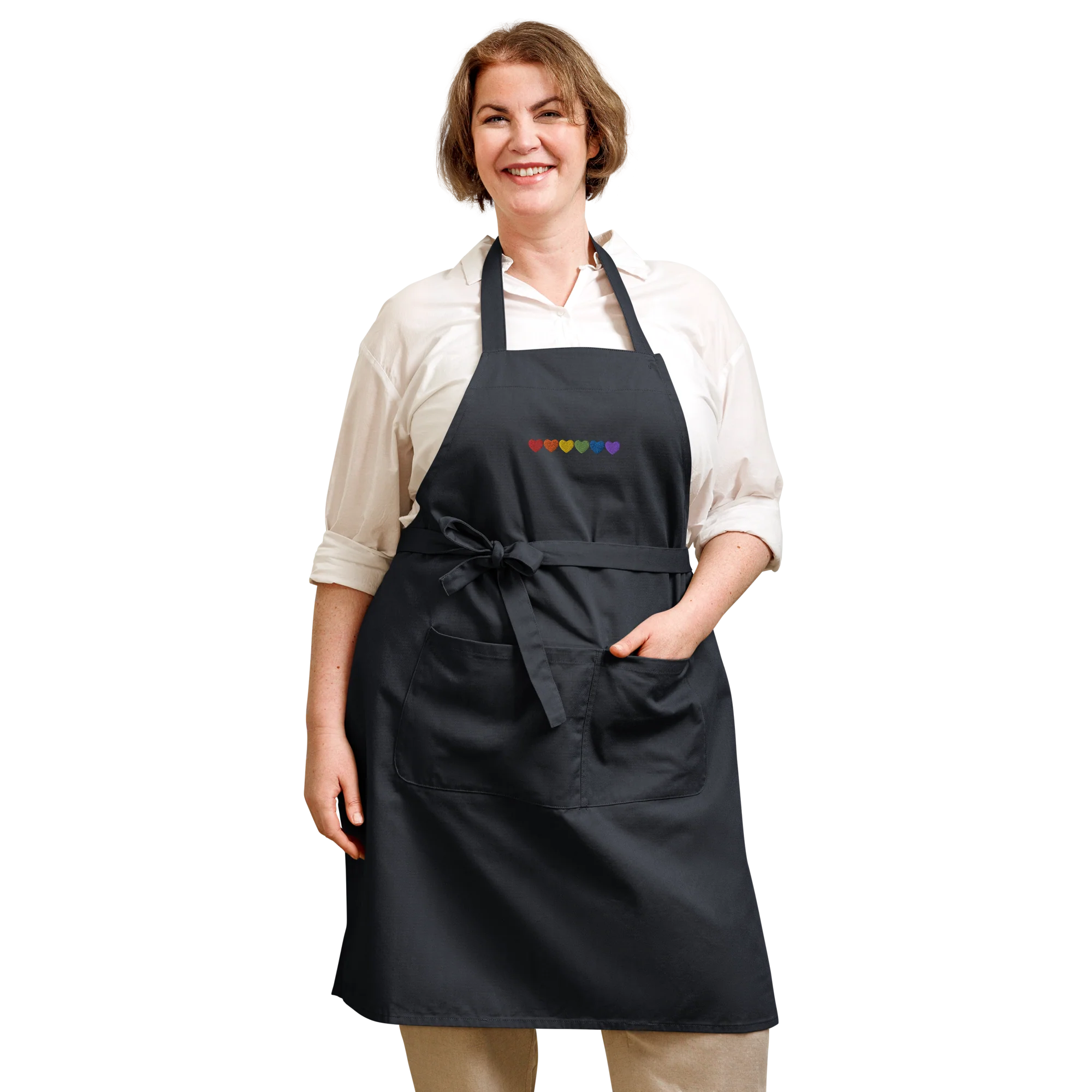 Pride Hearts Embroidered Organic Cotton Apron - Image 6