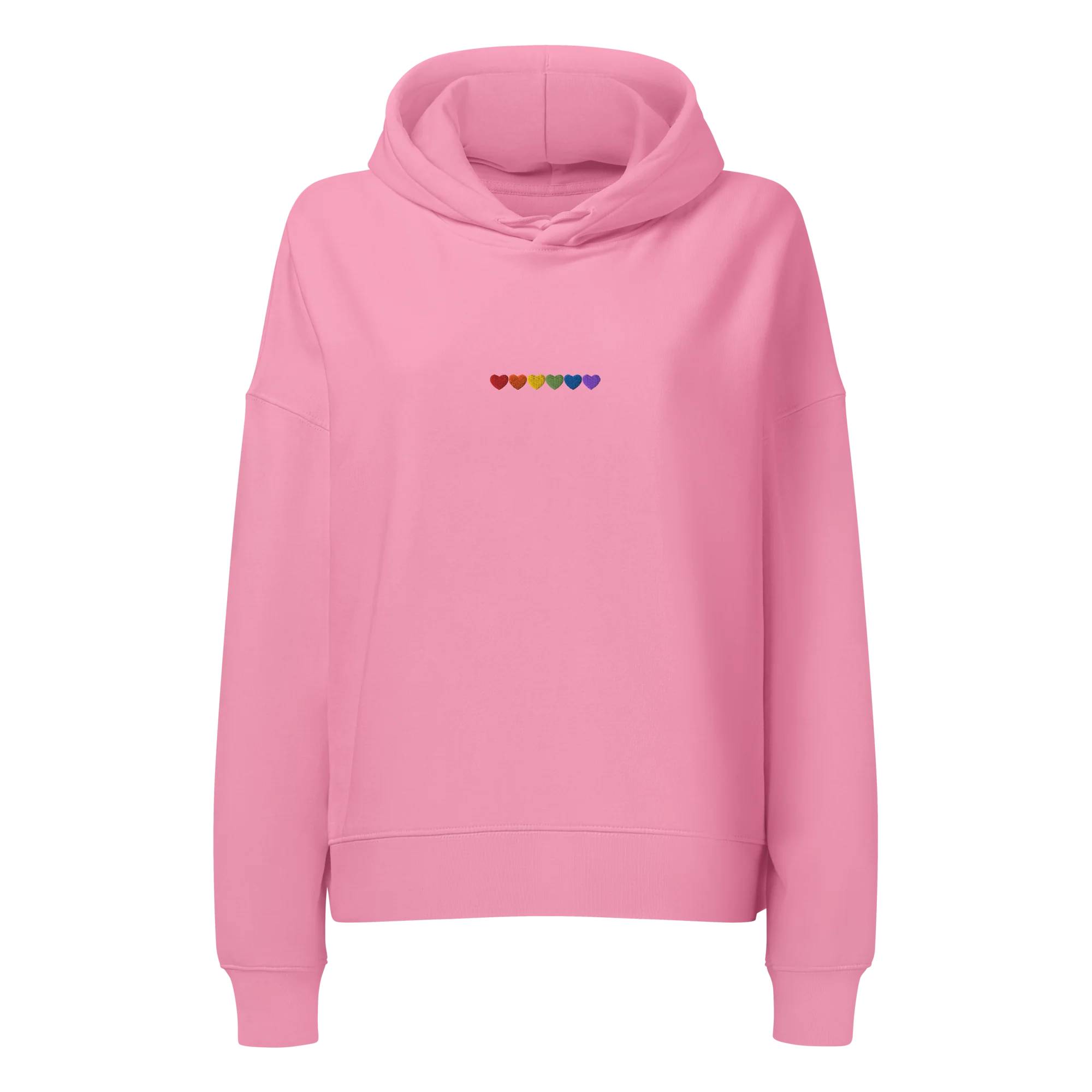 Pride Hearts Embroidered Women’s Organic Hoodie - Image 4