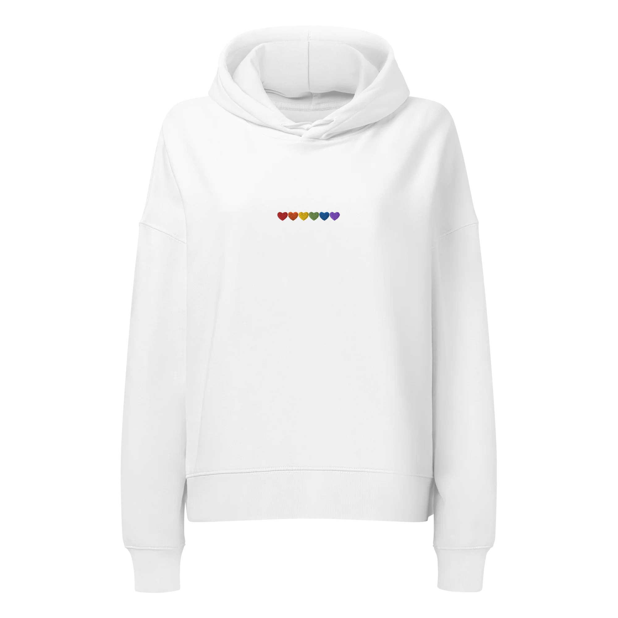 Pride Hearts Embroidered Women’s Organic Hoodie - Image 9