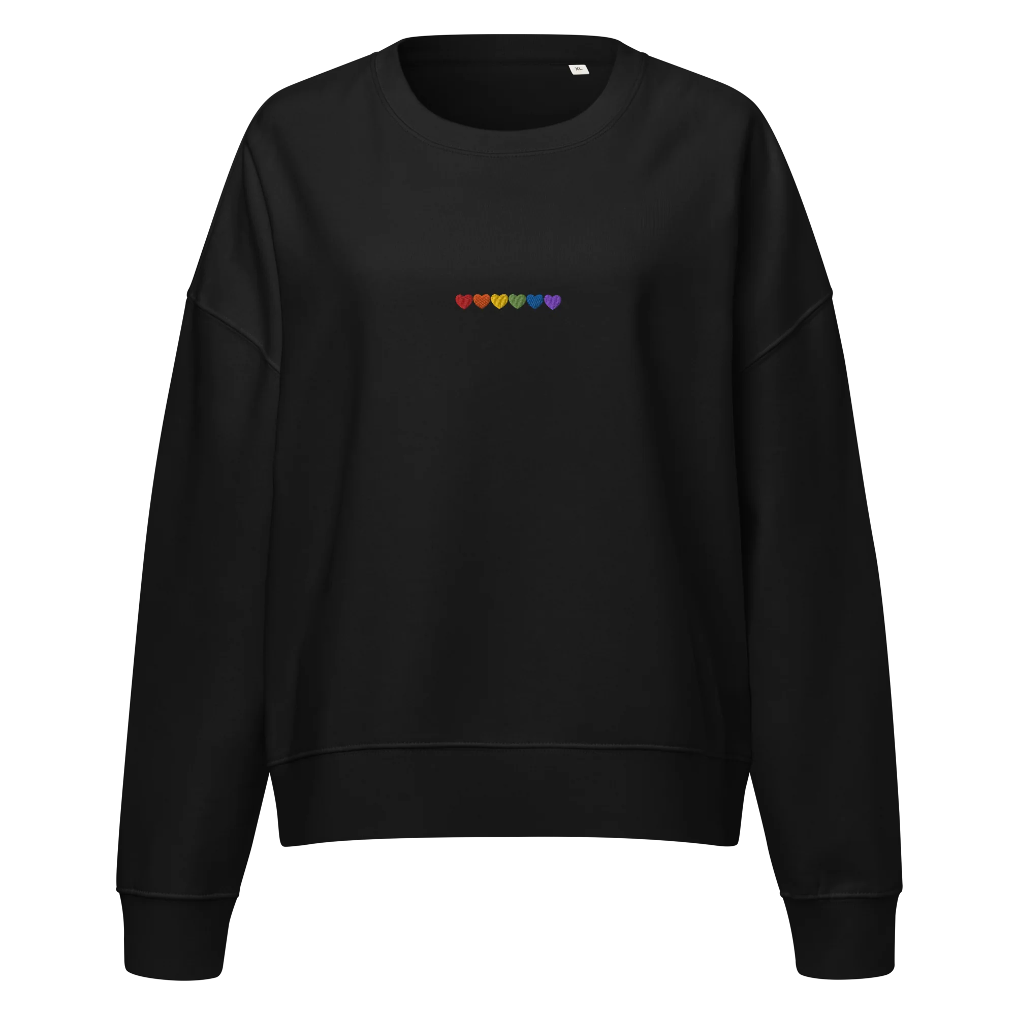 Pride Hearts Embroidered Women’s Organic Sweatshirt - Image 3