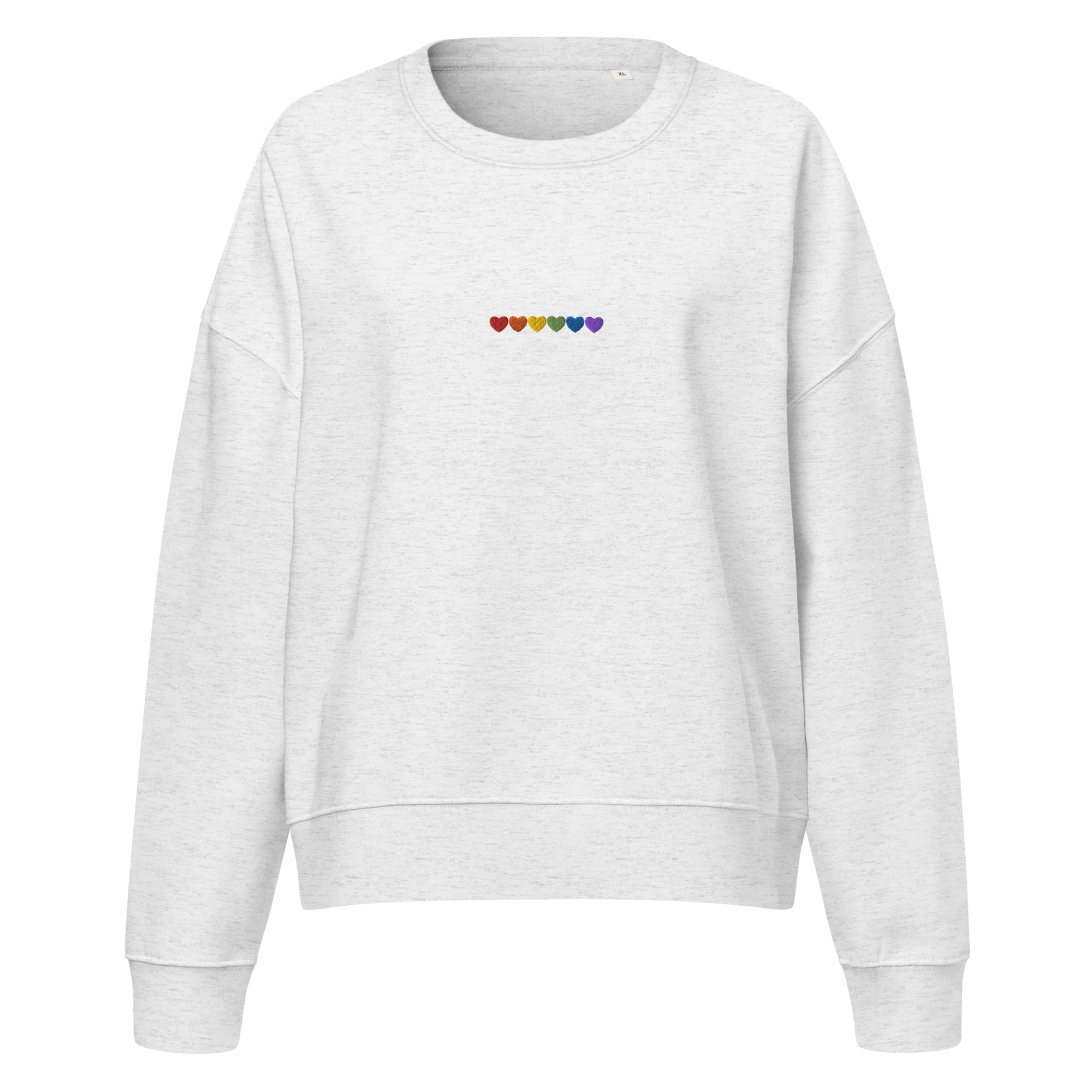 Pride Hearts Embroidered Women’s Organic Sweatshirt - Image 4