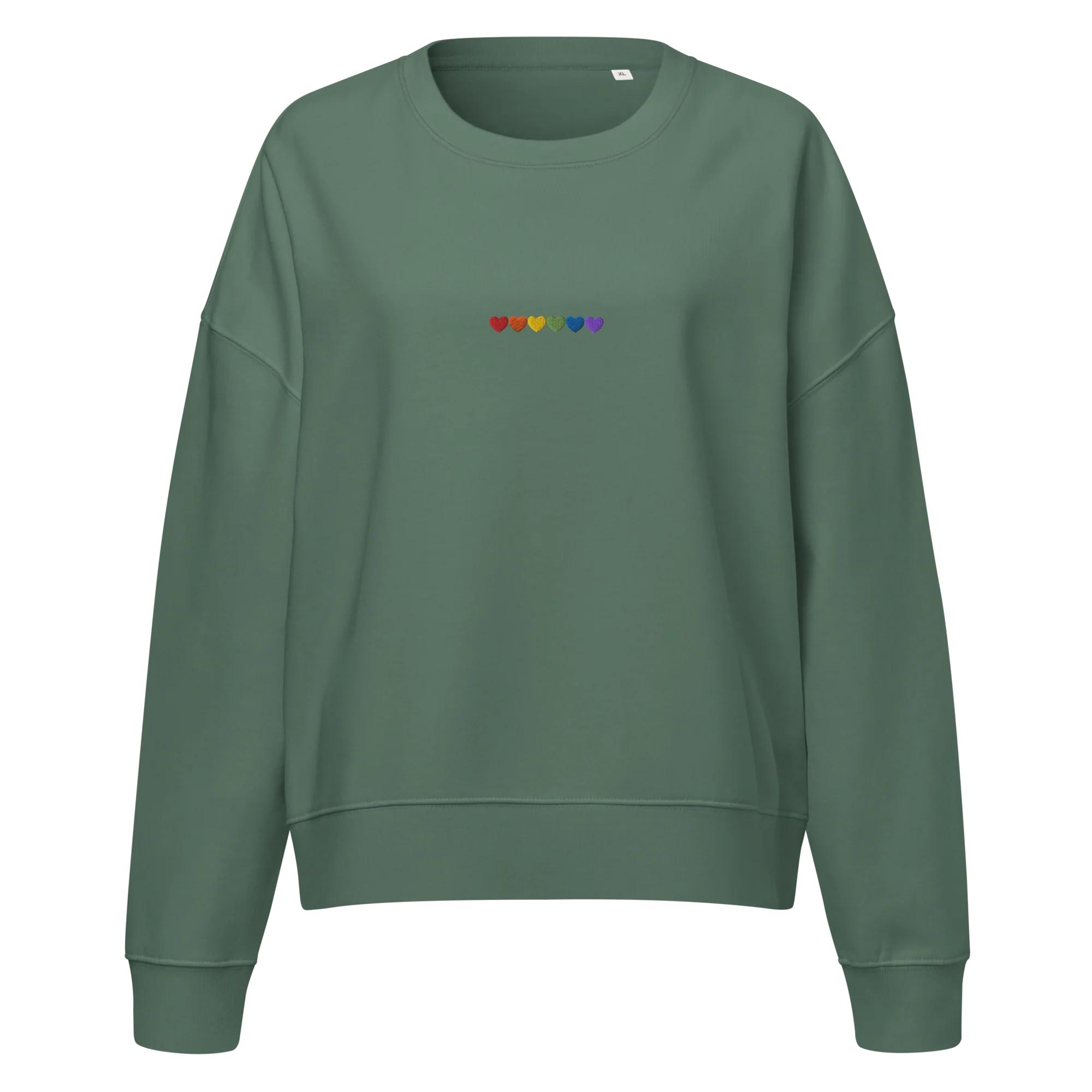 Pride Hearts Embroidered Women’s Organic Sweatshirt - Image 7