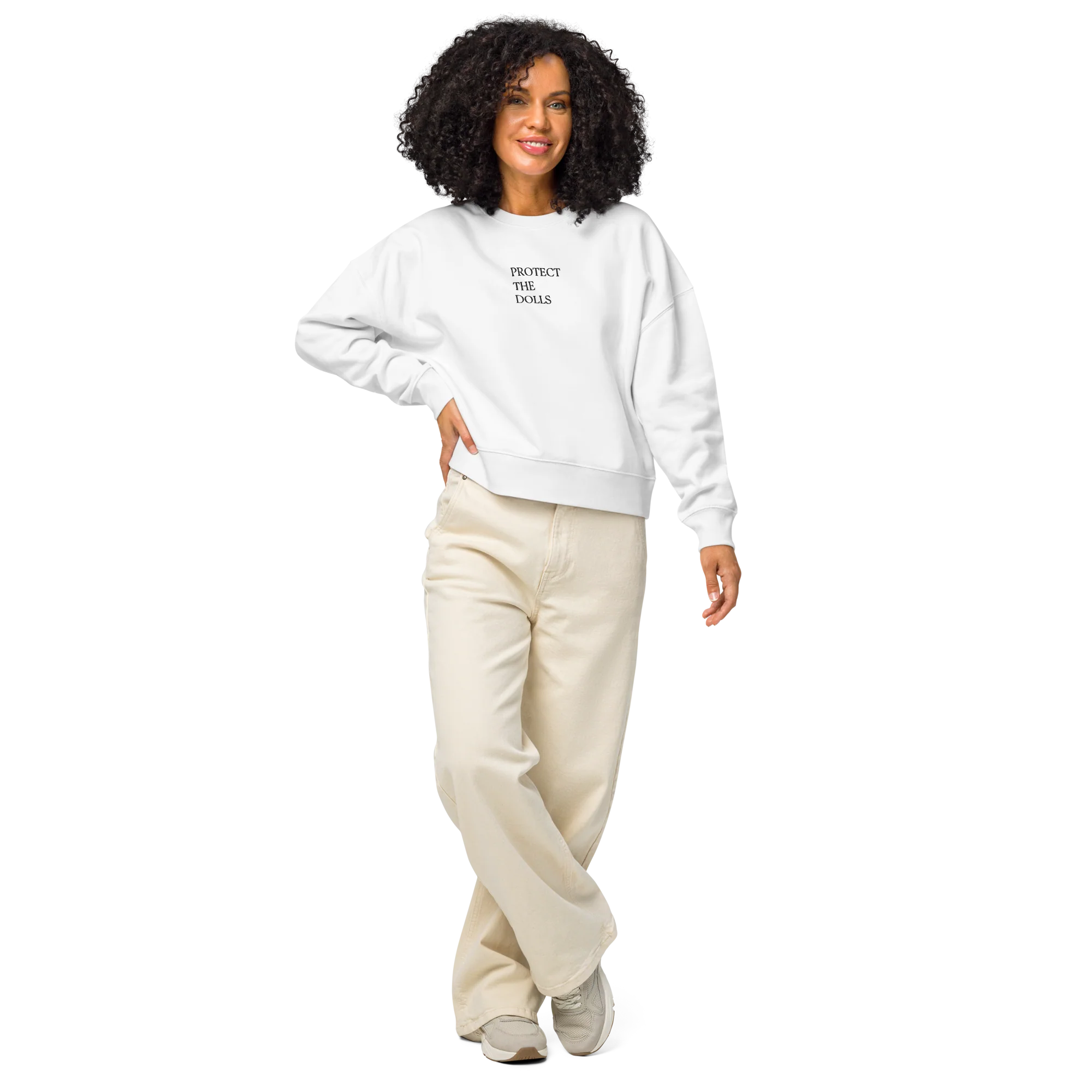 Protect The Dolls Embroidered Women’s Organic Sweatshirt - Image 2