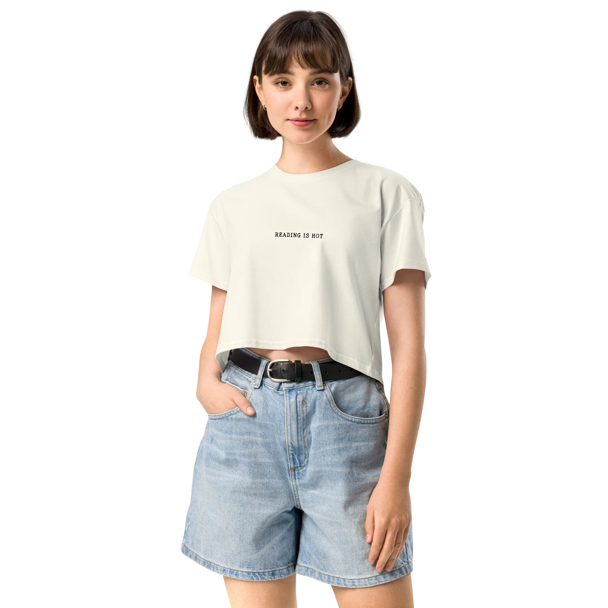 Reading is Hot Embroidered Crop Tee - Image 6