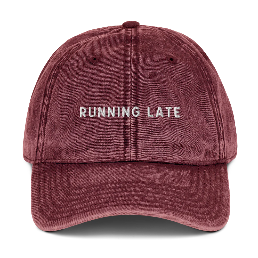 Running Late Embroidered Vintage Cap - Image 7