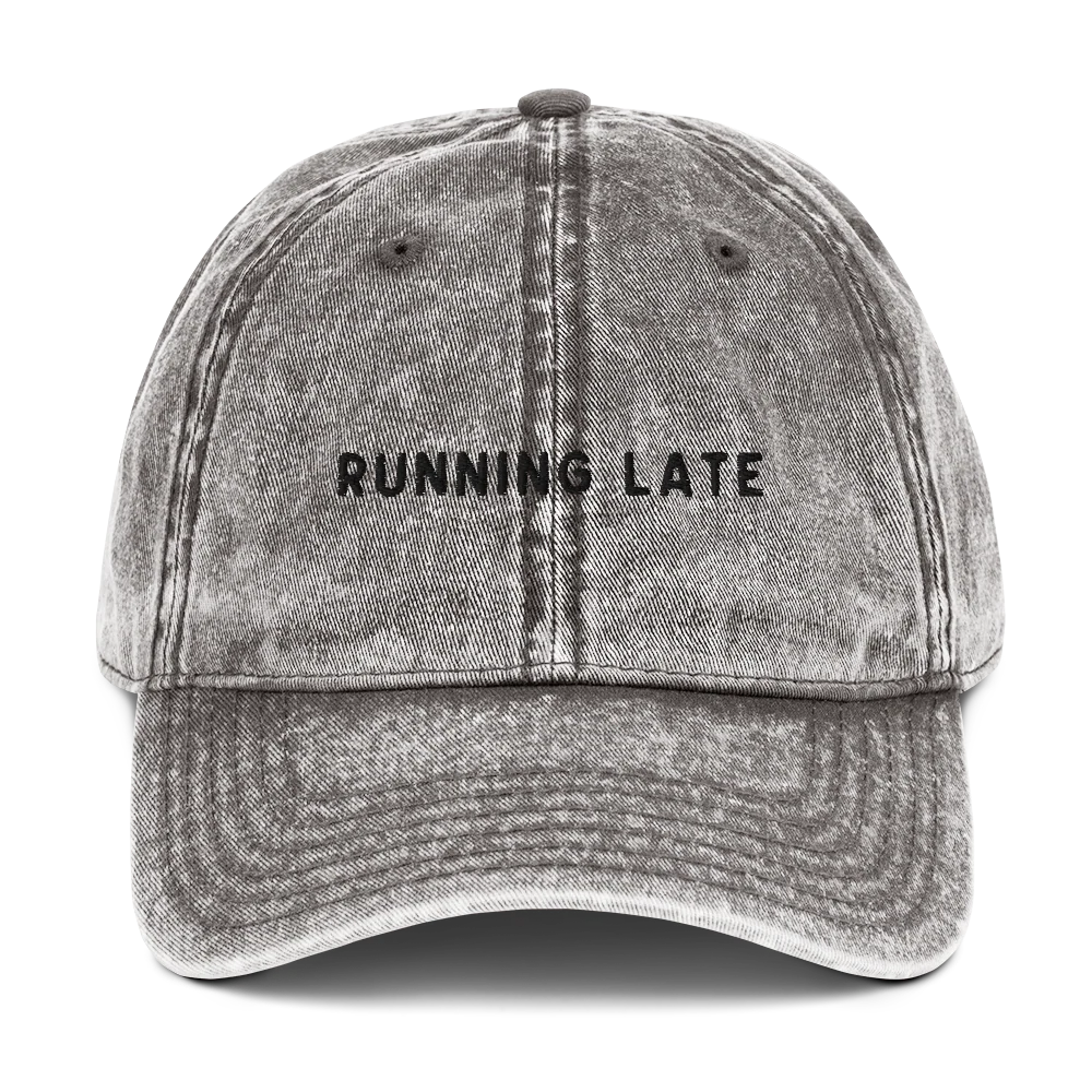 Running Late Embroidered Vintage Cap - Image 9