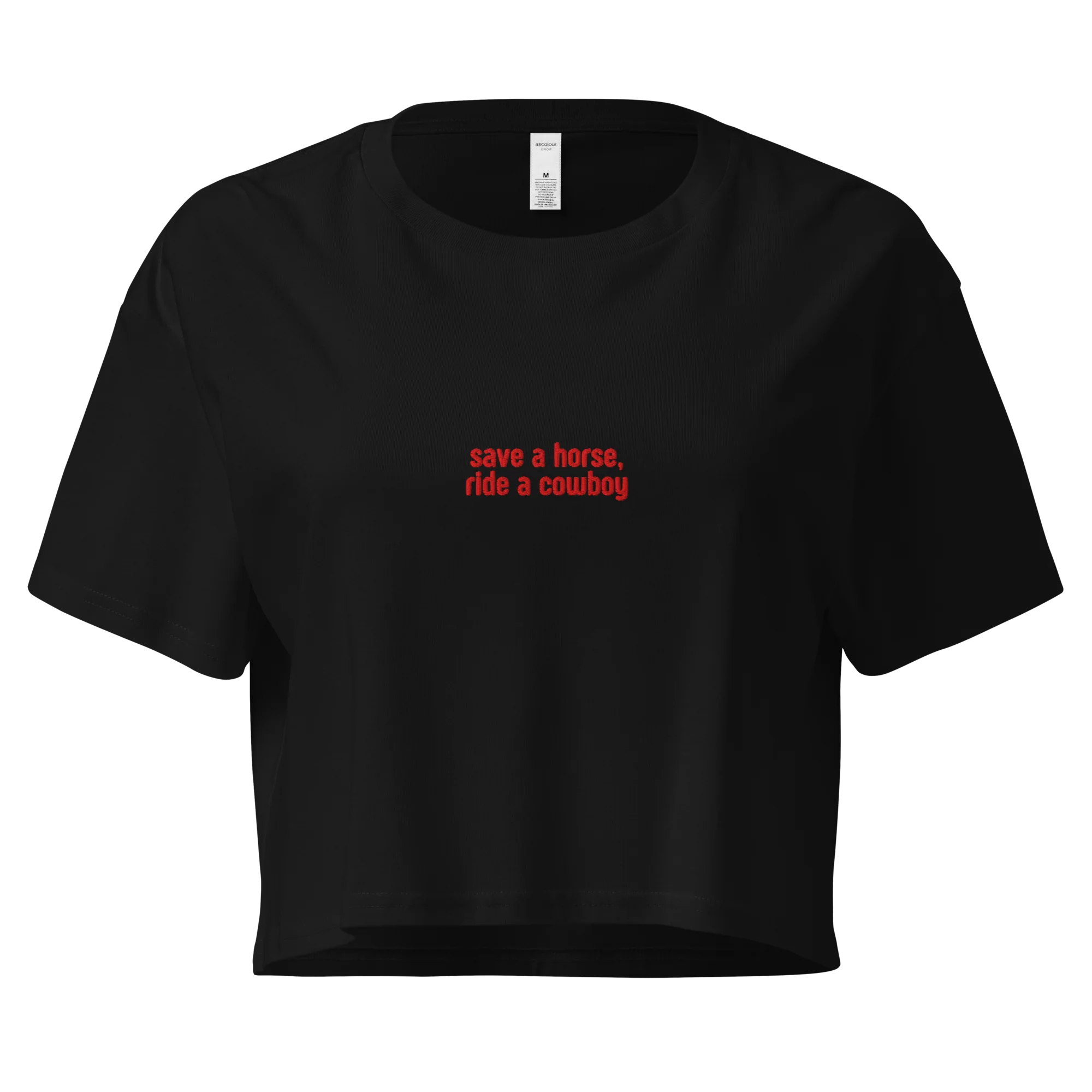 Save a Horse Ride a Cowboy Embroidered Crop Tee - Image 4