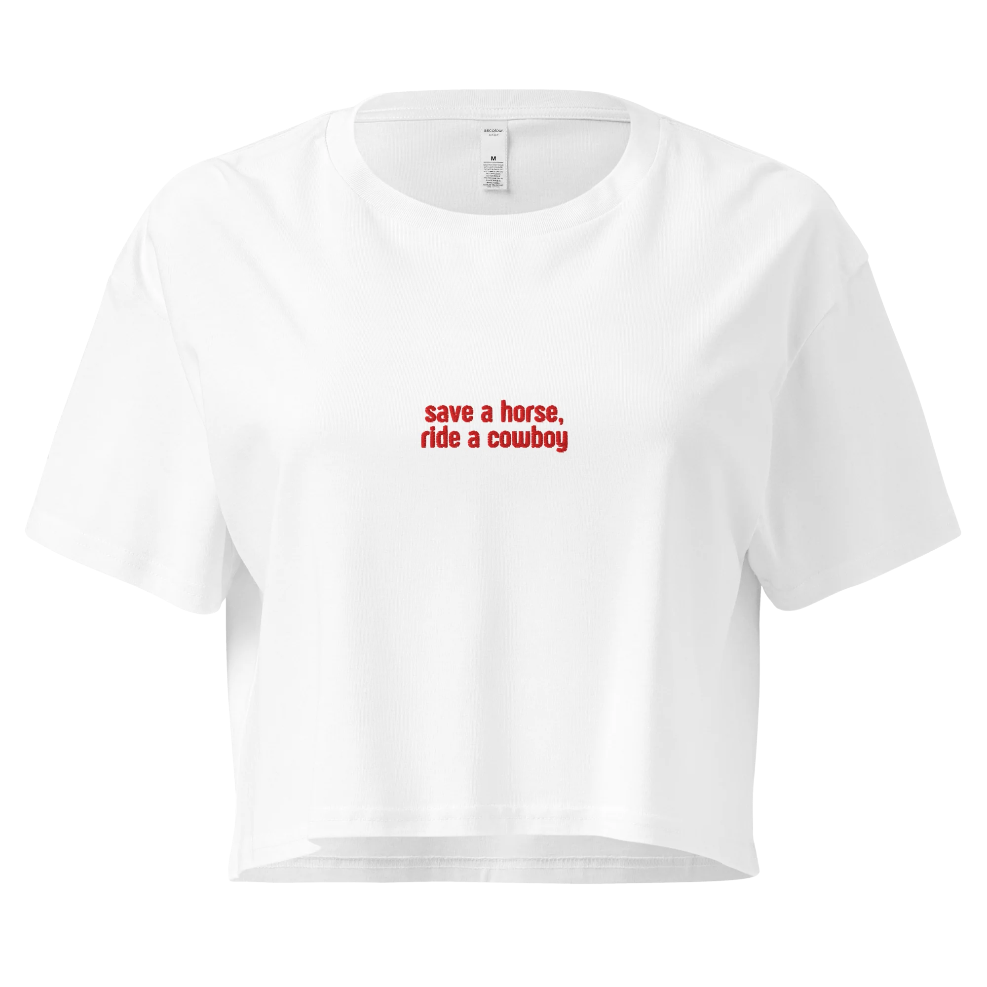 Save a Horse Ride a Cowboy Embroidered Crop Tee - Image 7