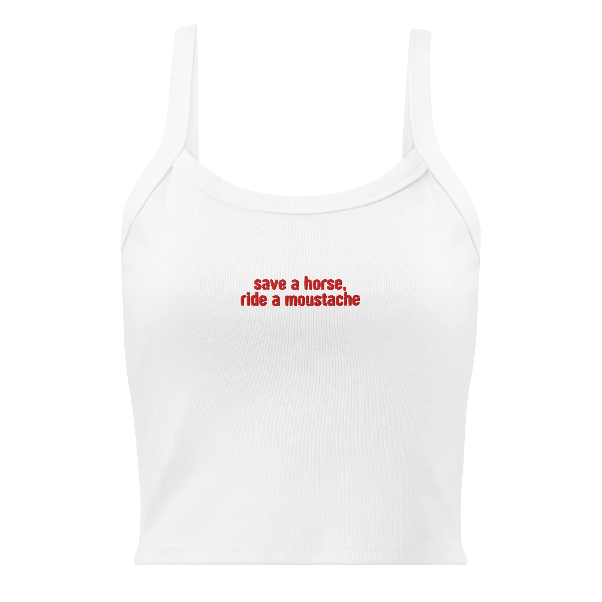 Save a Horse Ride a Moustache Rib Embroidered Tank Top - Image 3