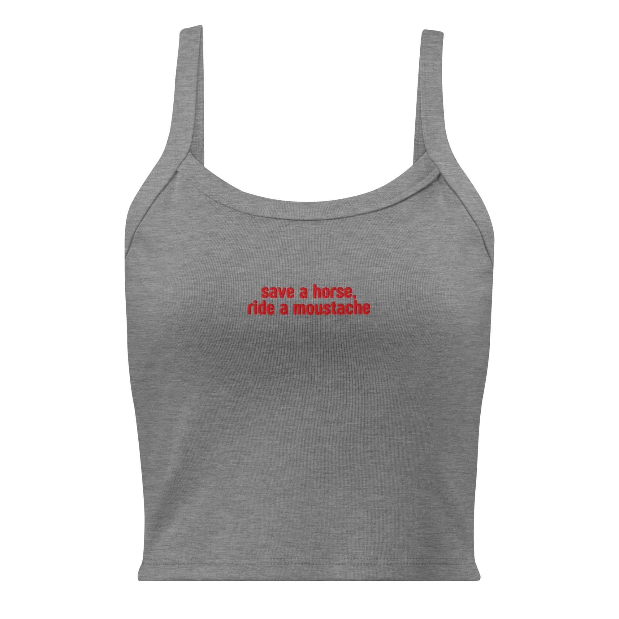 Save a Horse Ride a Moustache Rib Embroidered Tank Top - Image 6