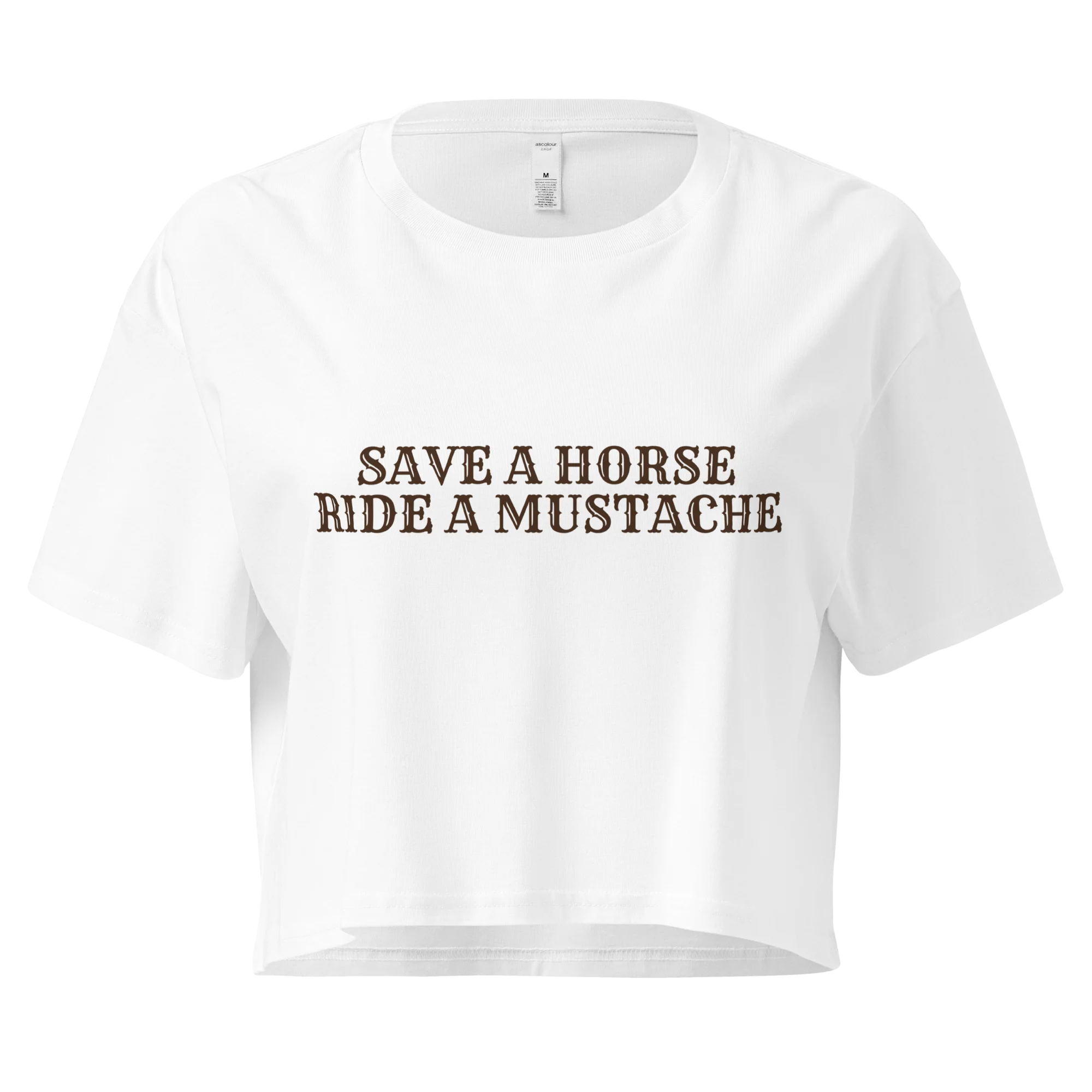 Save a Horse, Ride a Mustache Crop Tee - Image 3