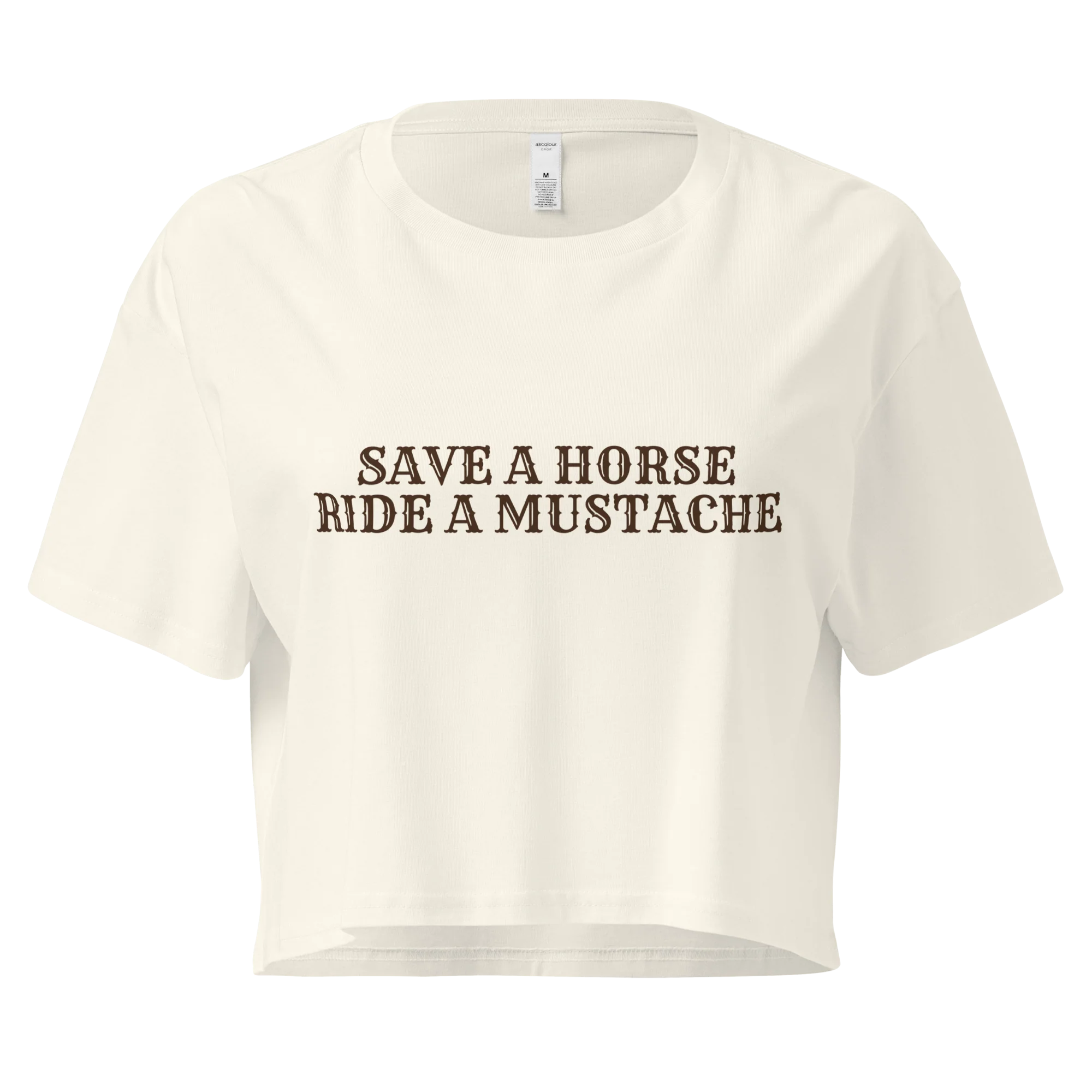 Save a Horse, Ride a Mustache Crop Tee - Image 4