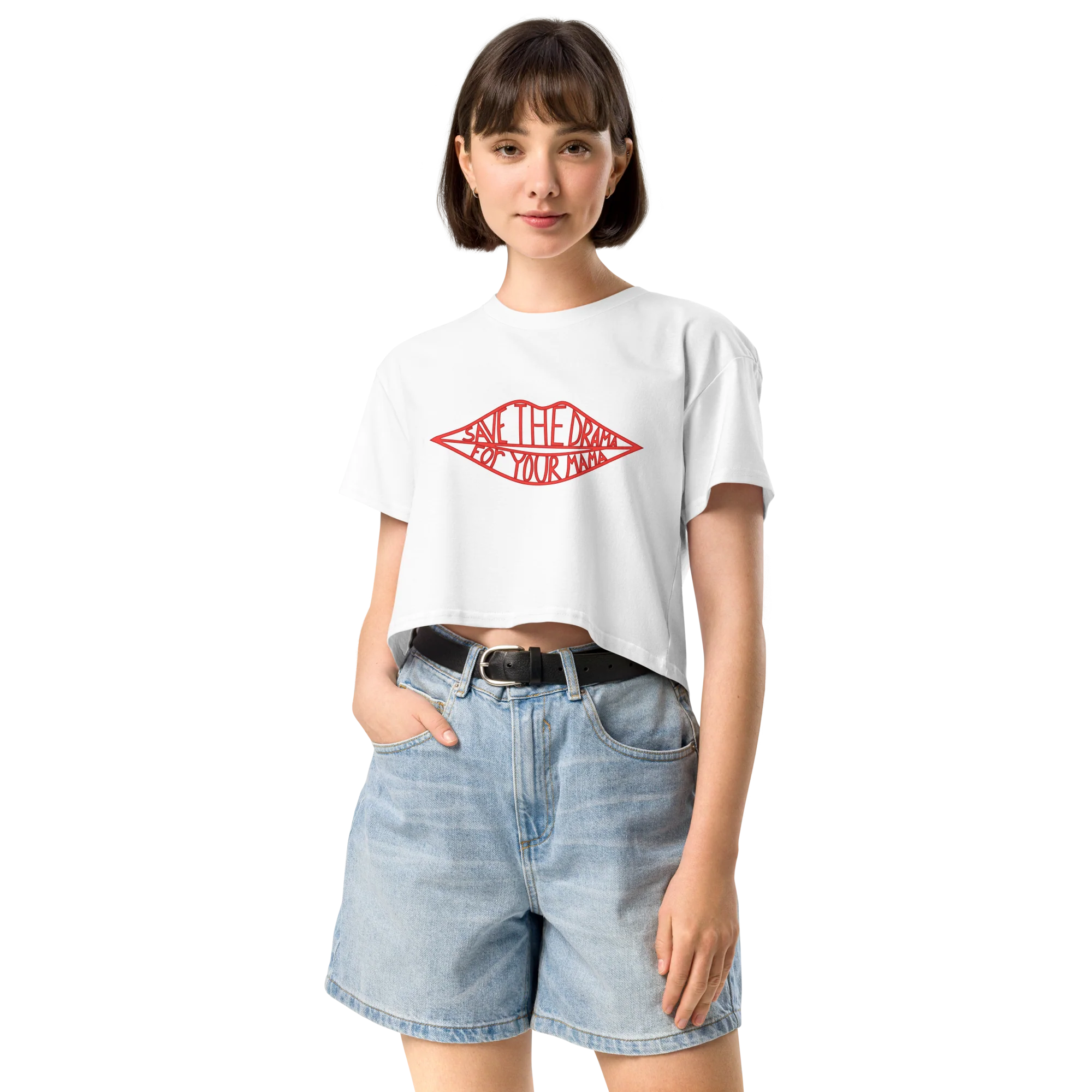 Save the Drama for your Mama Friends Crop Tee - Image 6
