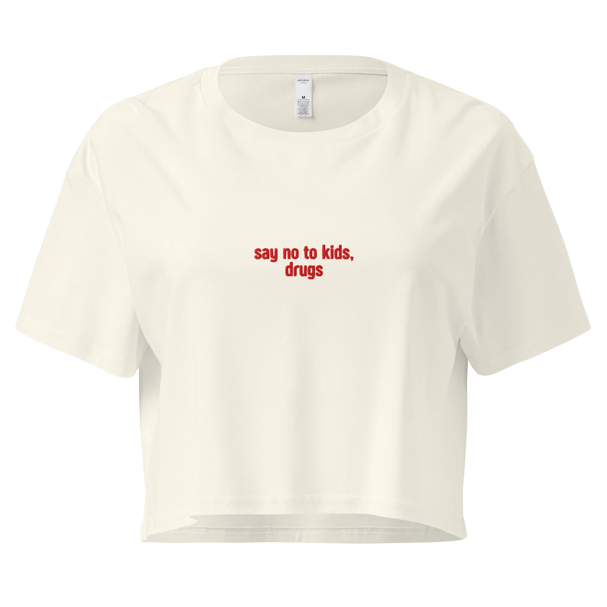Say No To Kids, Drugs Embroidered Crop Tee - Image 3