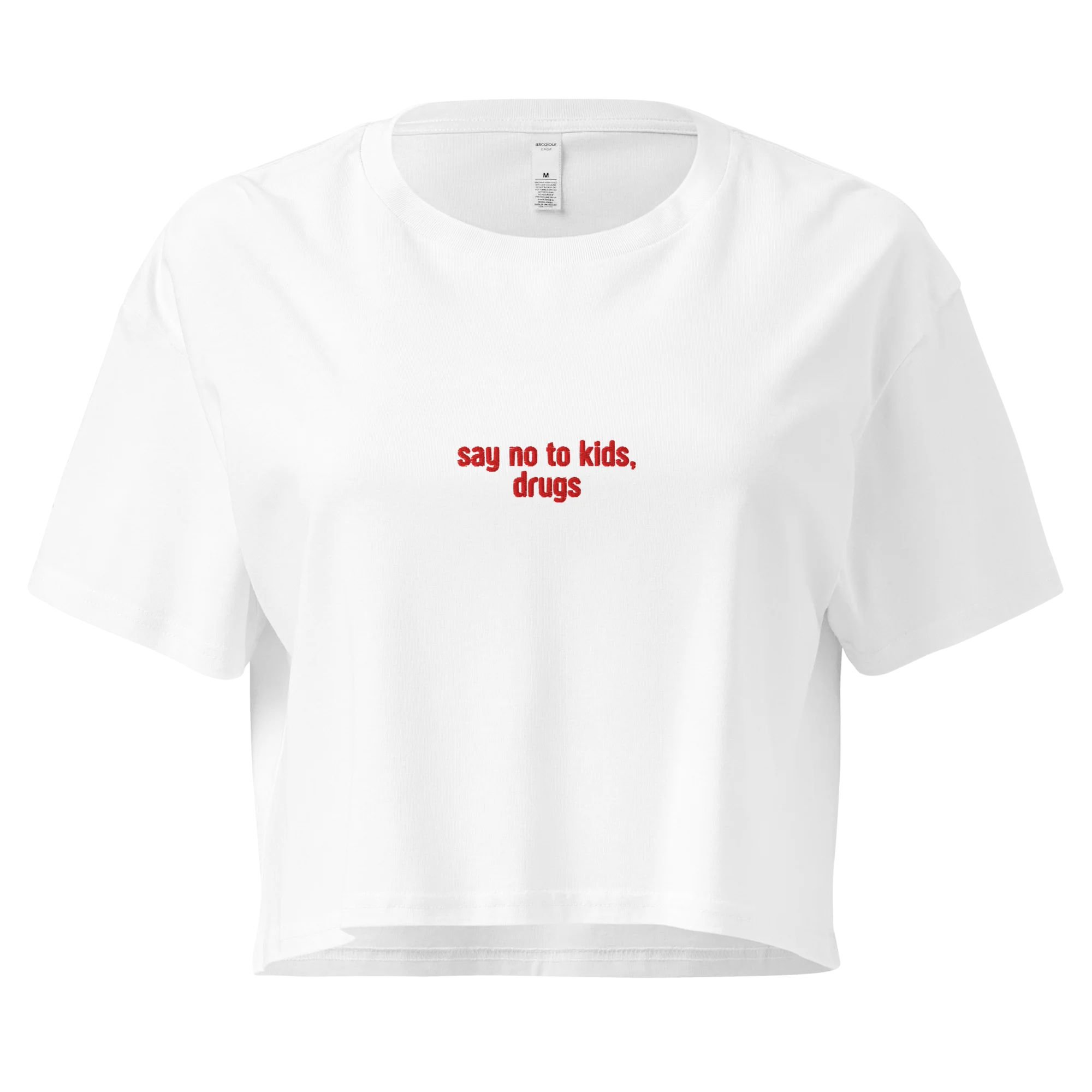 Say No To Kids, Drugs Embroidered Crop Tee - Image 7