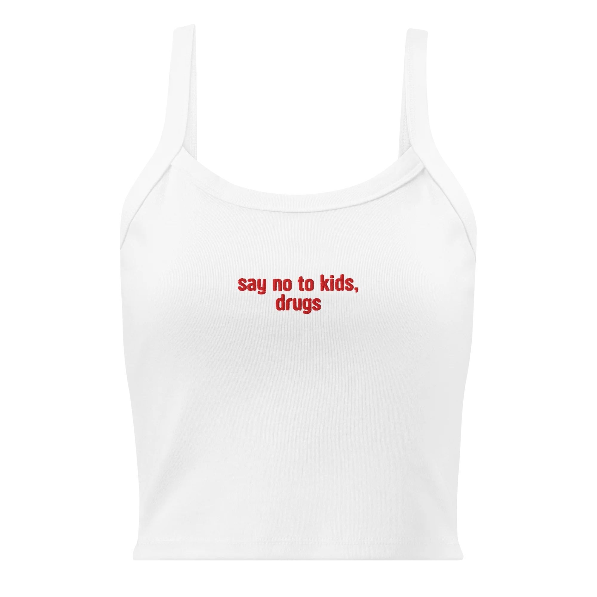 Say No To Kids, Drugs Rib Embroidered Tank Top - Image 3
