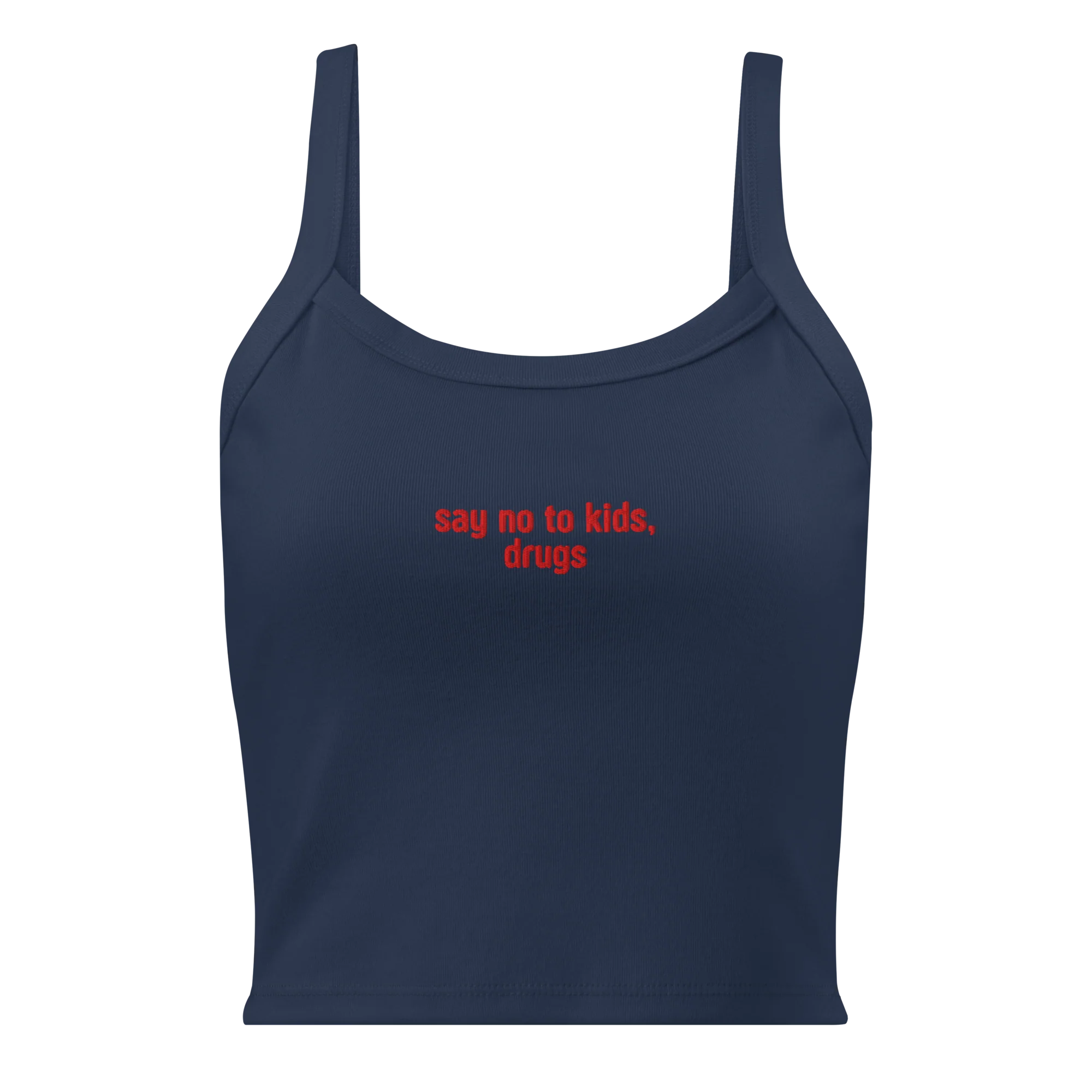 Say No To Kids, Drugs Rib Embroidered Tank Top - Image 4