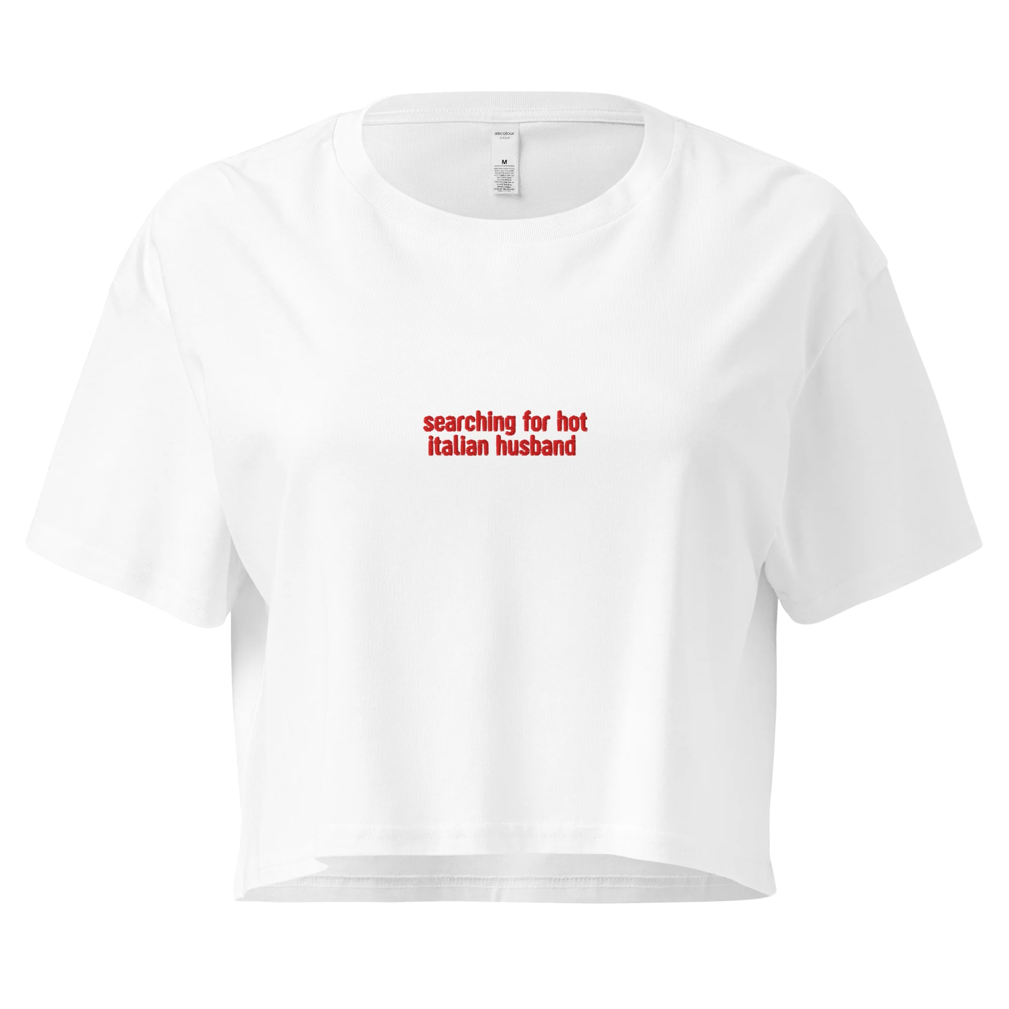 Searching Hot Italian Husband Embroidered Crop Tee - Image 4
