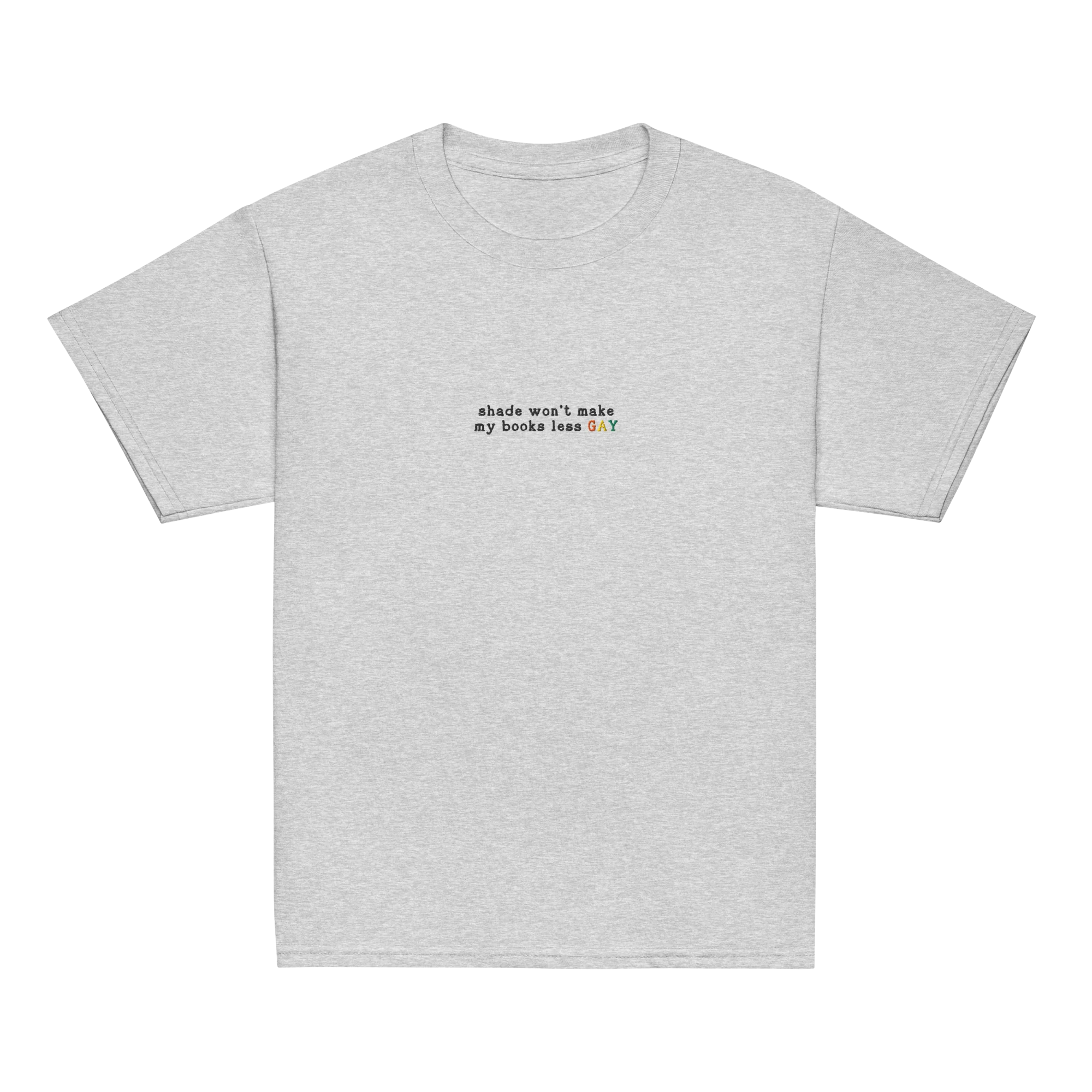 Shade Won't Make My Books Less Gay Embroidered Baby Tee - Image 11