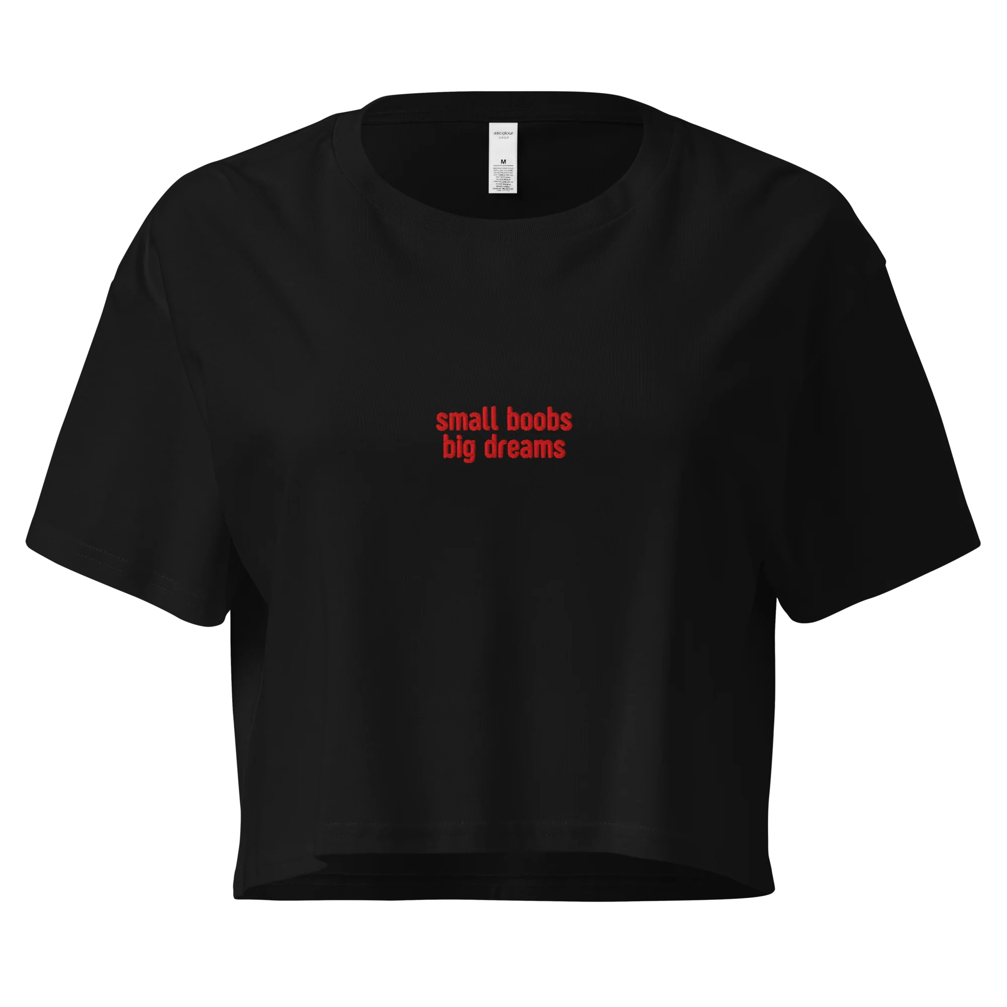 Small Boobs Big Dreams Embroidered Crop Tee - Image 4