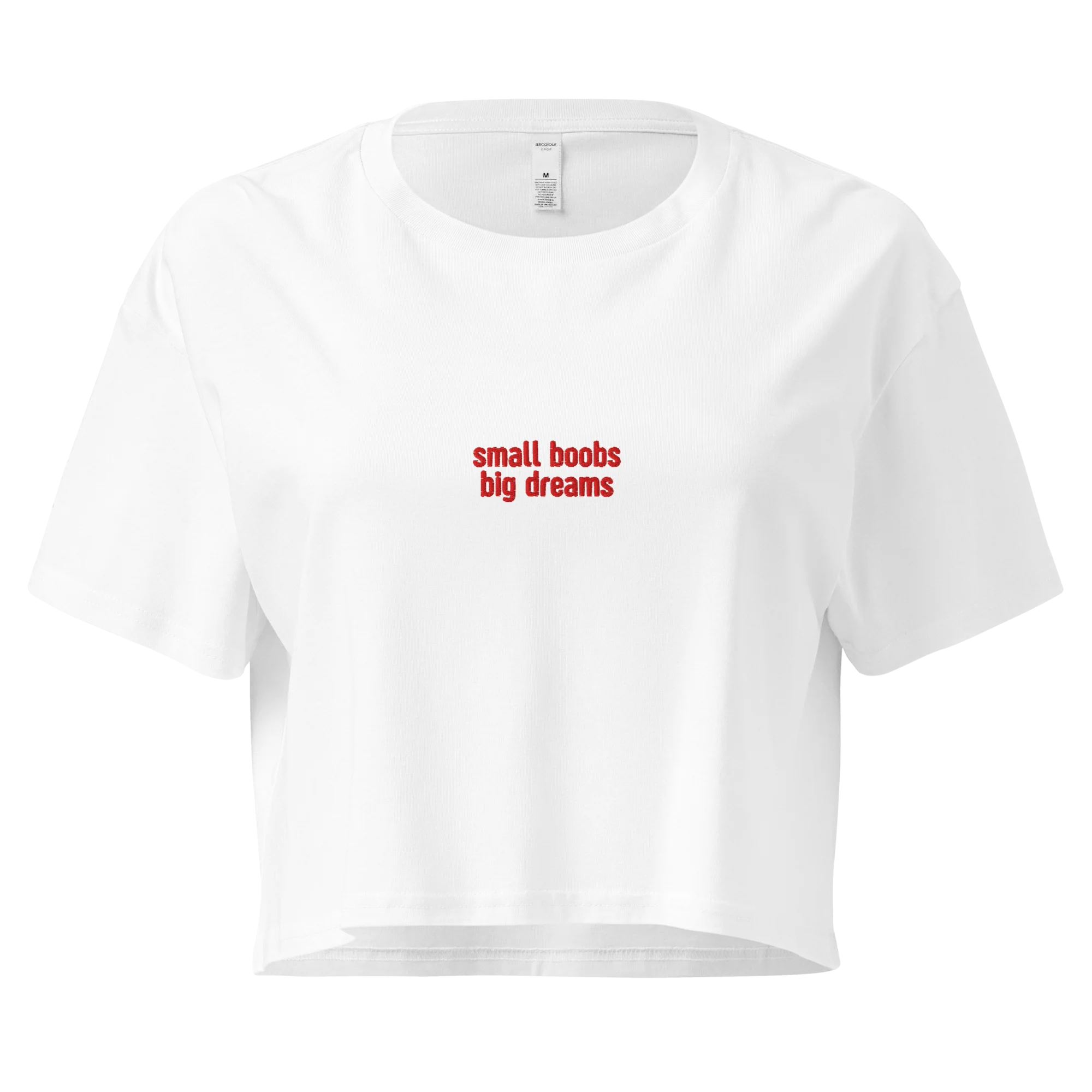 Small Boobs Big Dreams Embroidered Crop Tee - Image 7