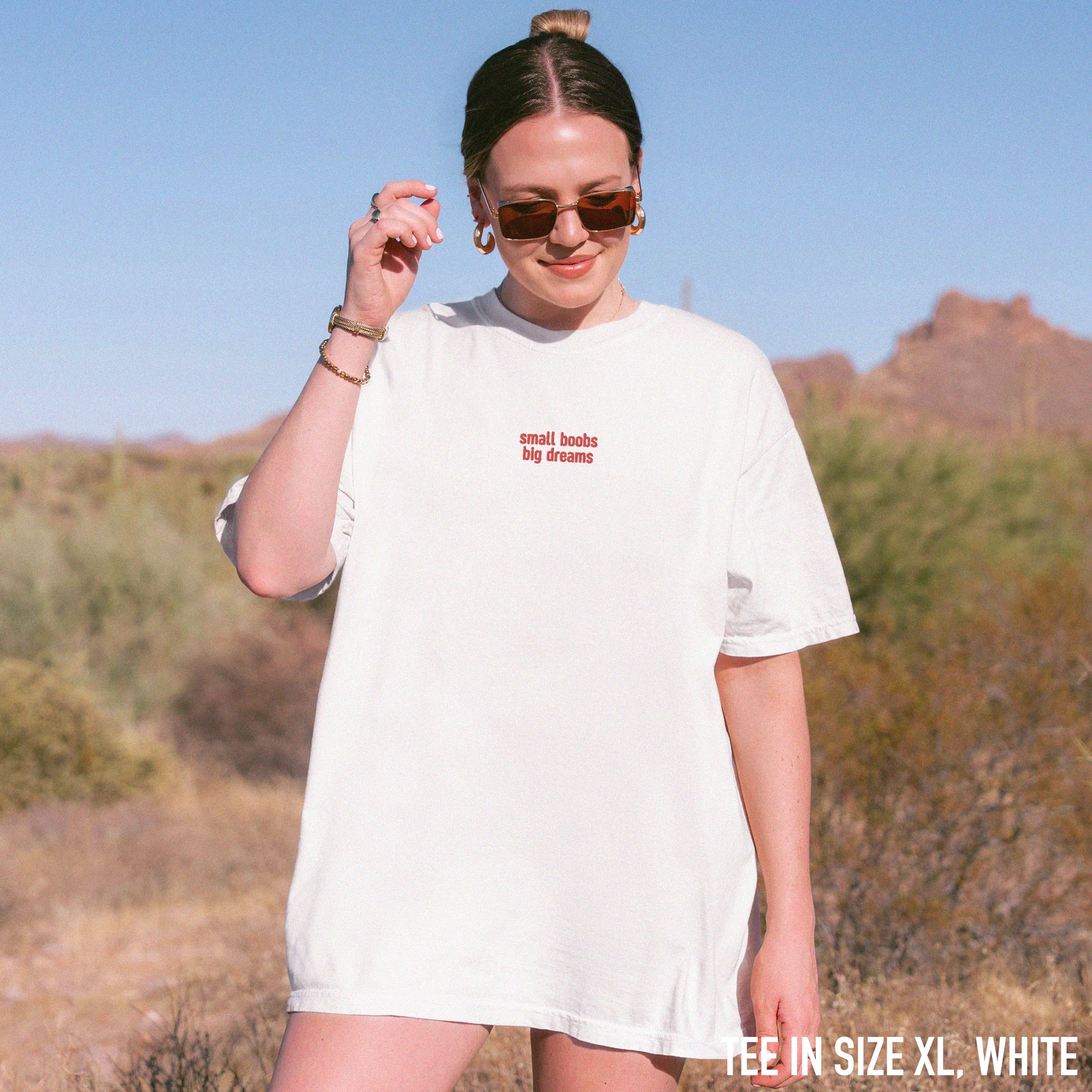 Small Boobs Big Dreams Embroidered Classic T-Shirt - Image 2