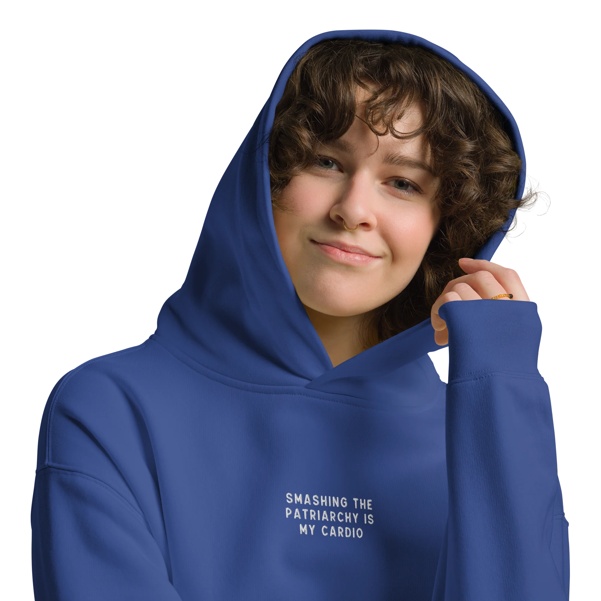 Smashing Patriarchy Cardio Embroidered Premium Oversized Hoodie - Image 9