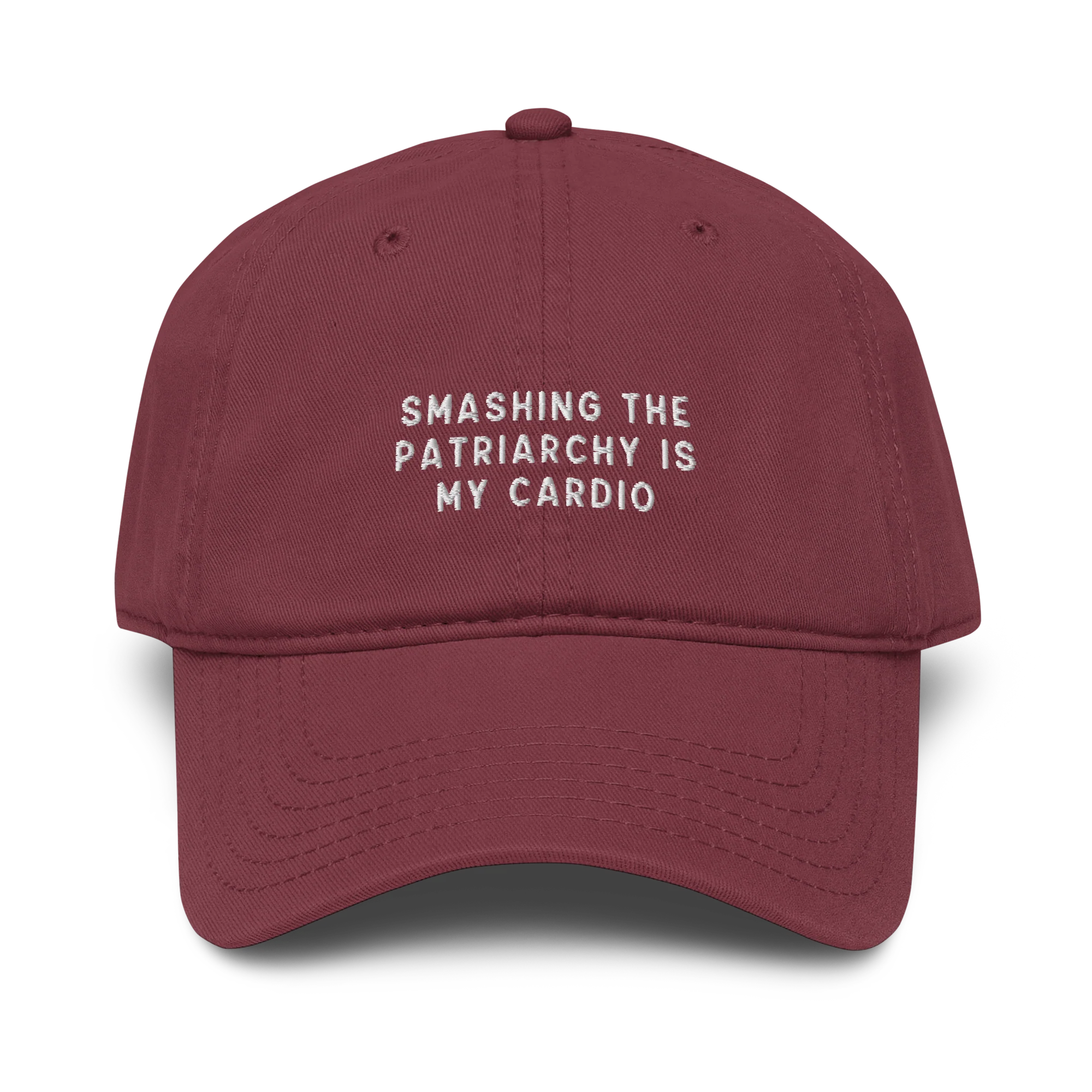 Smashing Patriarchy Cardio Embroidered Vintage Wash Baseball Cap - Image 2