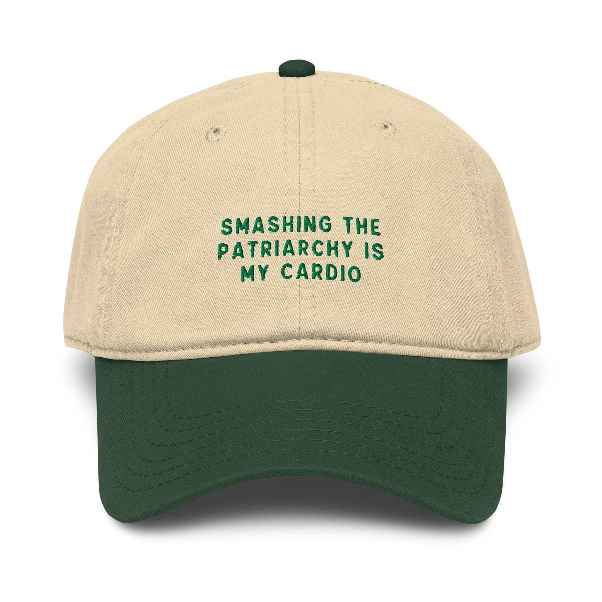 Smashing Patriarchy Cardio Embroidered Vintage Wash Baseball Cap - Image 3
