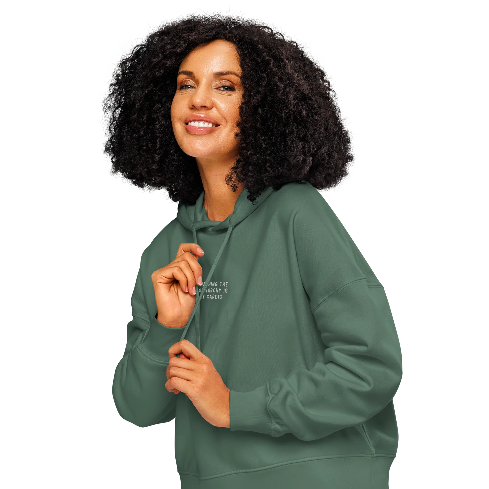Smashing Patriarchy Cardio Embroidered Women’s Organic Hoodie - Image 6