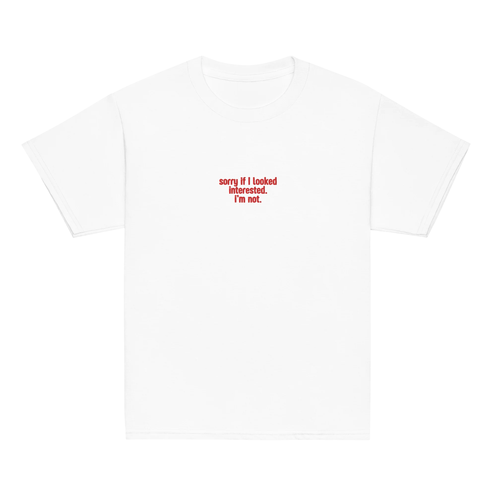 Sorry if I Looked Interested, I'm Not Embroidered Baby Tee - Image 8