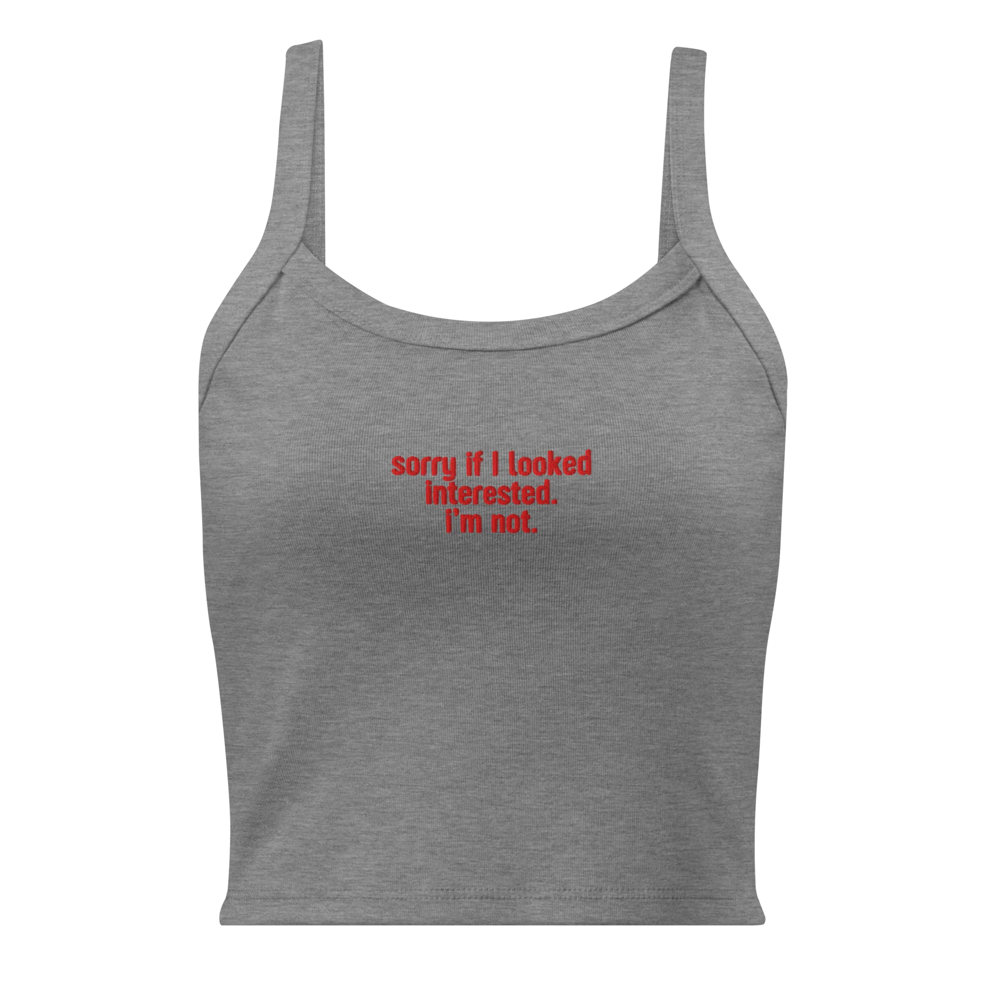 Sorry if I Looked Interested, I'm Not Rib Embroidered Tank Top - Image 7