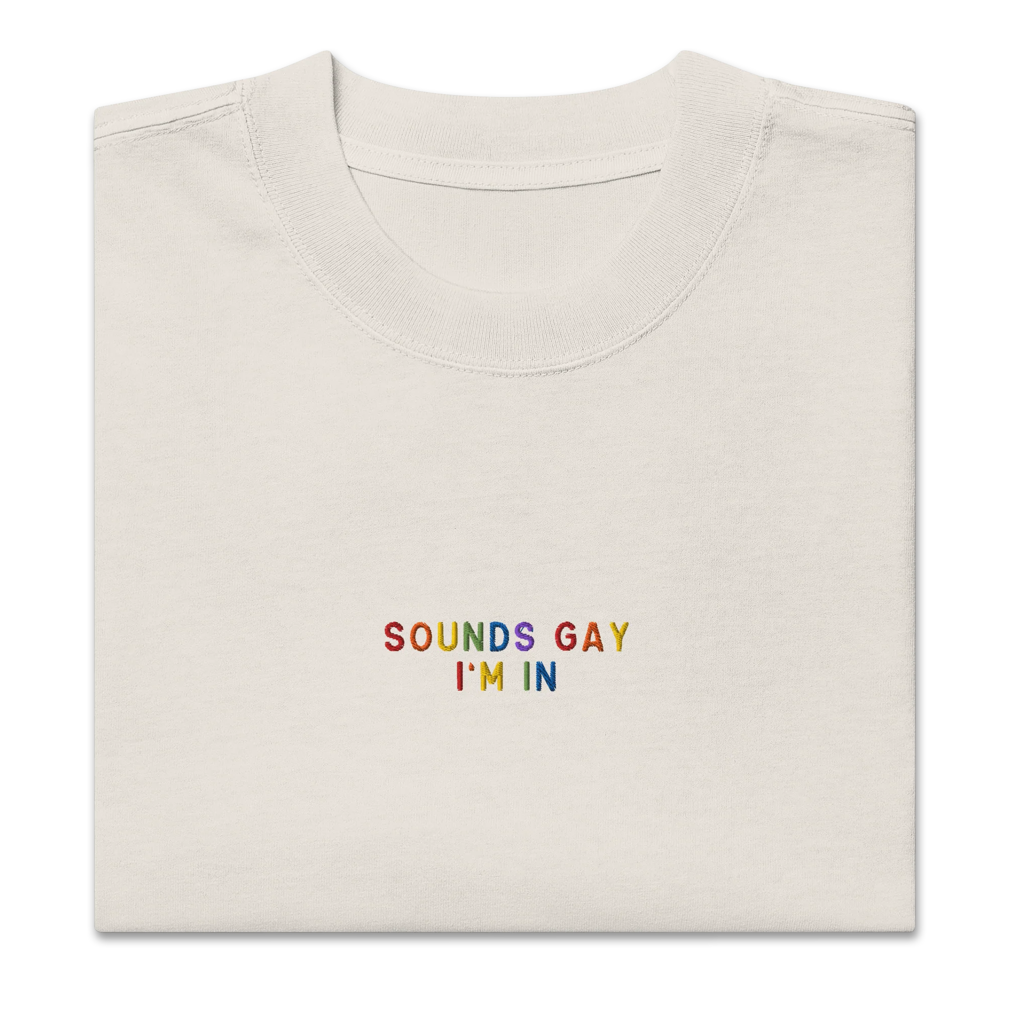 Sounds Gay I'm In Pride Embroidered Oversized Faded T-Shirt - Image 3