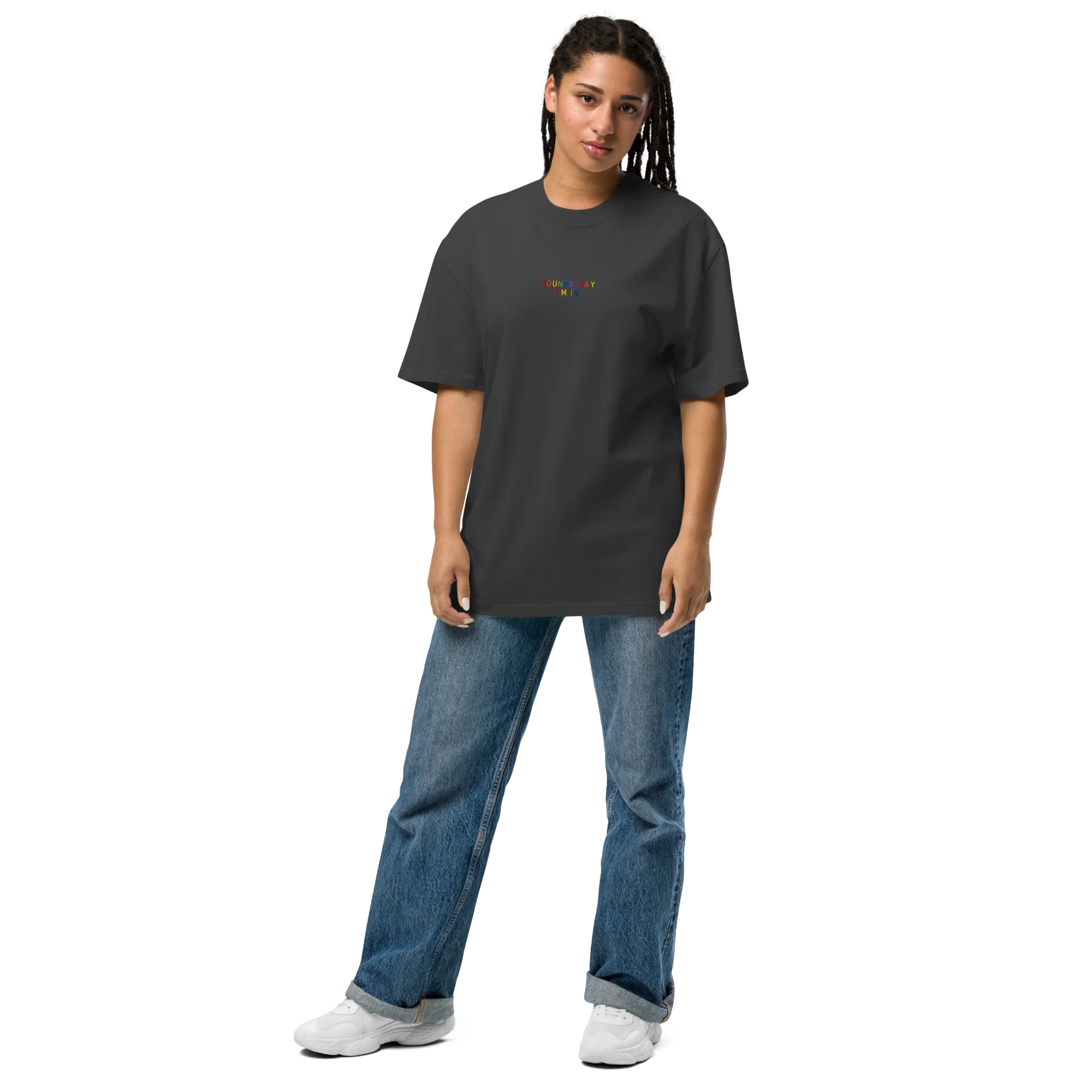 Sounds Gay I'm In Pride Embroidered Oversized Faded T-Shirt - Image 6