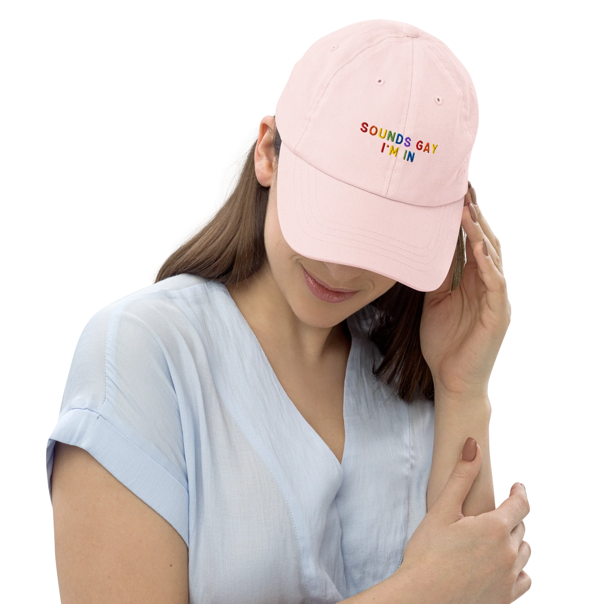 Sounds Gay I'm In Pride Embroidered Pastel Baseball Cap - Image 9