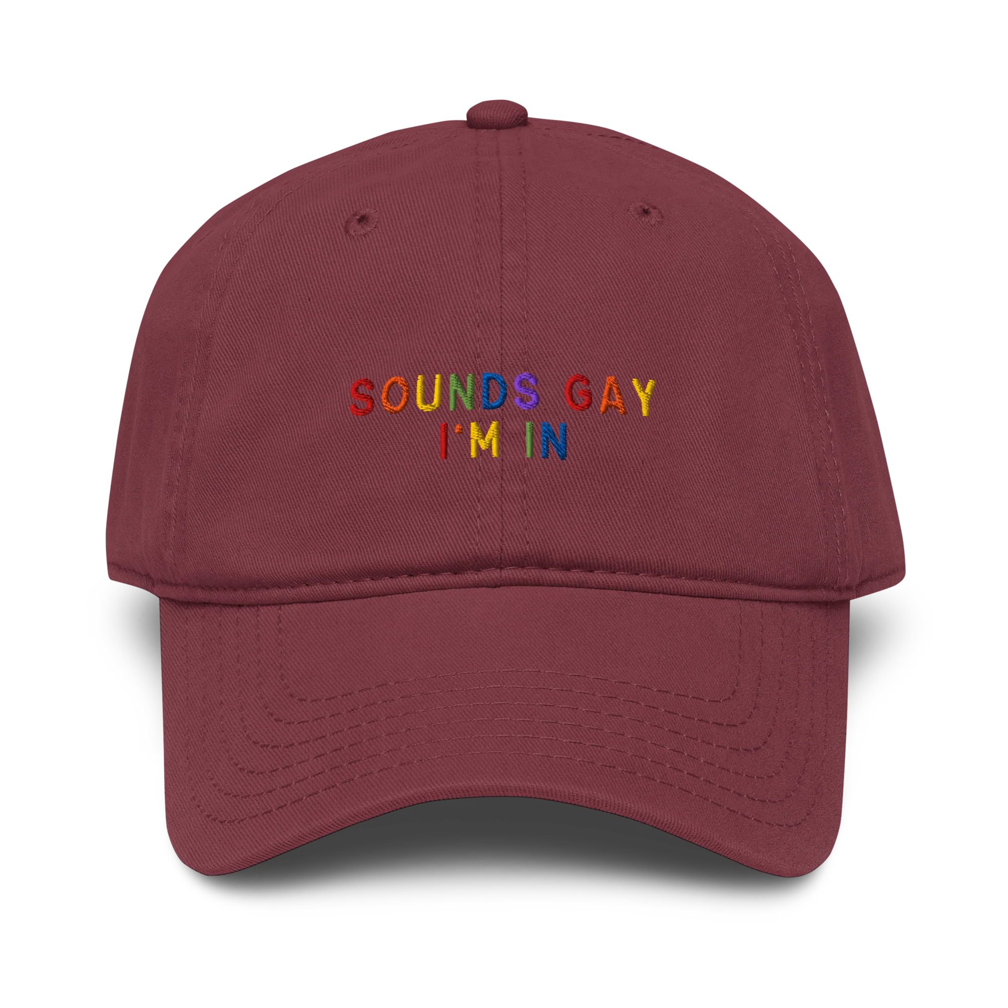 Sounds Gay I'm In Pride Embroidered Vintage Wash Baseball Cap - Image 3