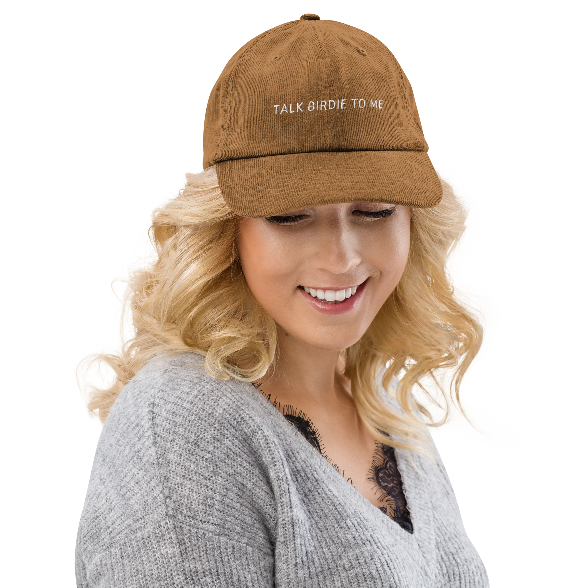 Talk Birdie to Me Funny Golf Embroidered Corduroy Hat - Image 5