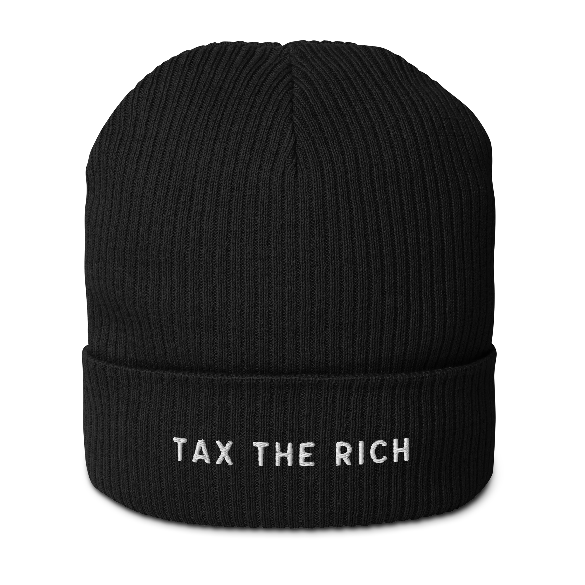 Tax The Rich Embroidered Organic Ribbed Beanie