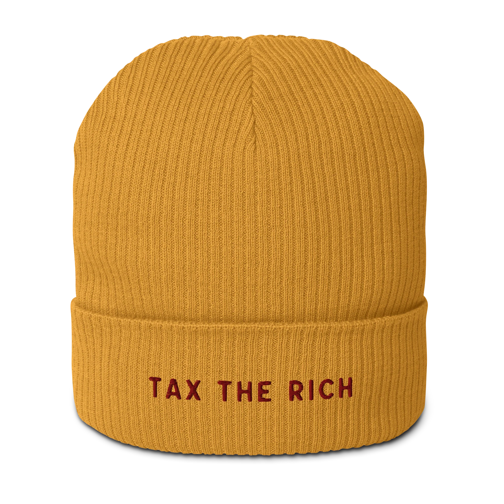 Tax The Rich Embroidered Organic Ribbed Beanie - Image 3